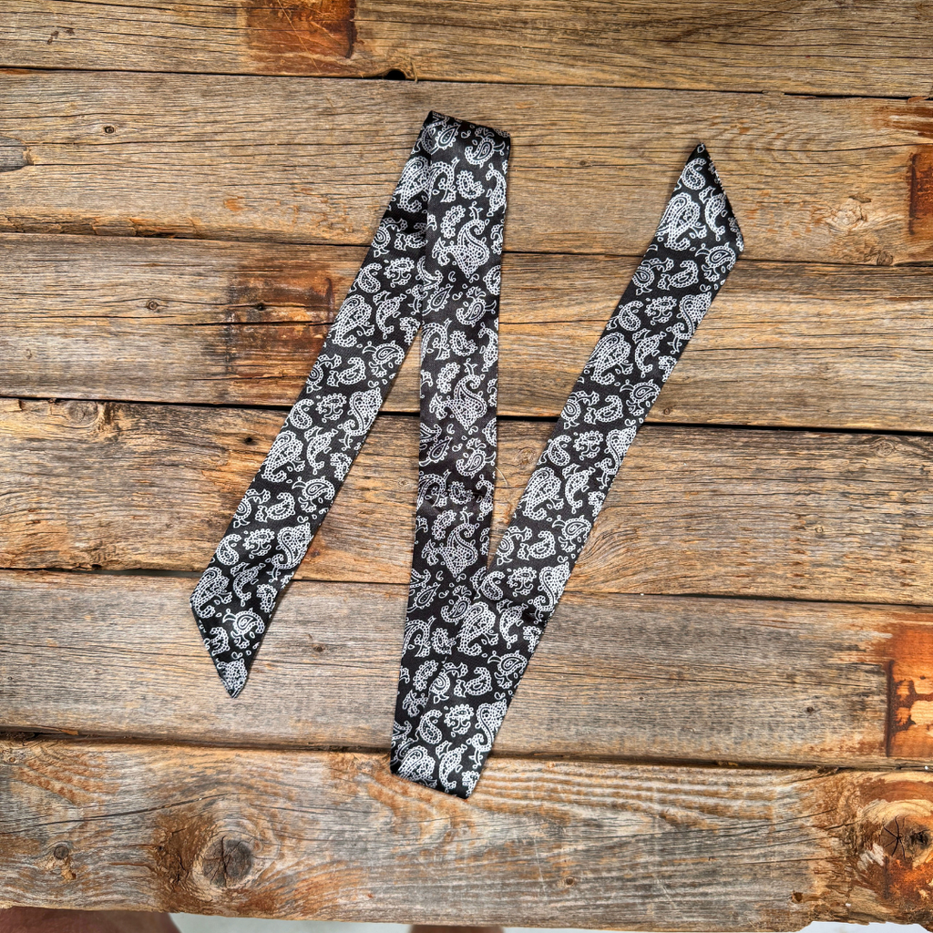 Black and White Western Skinny Mini Wild Rag Scarf