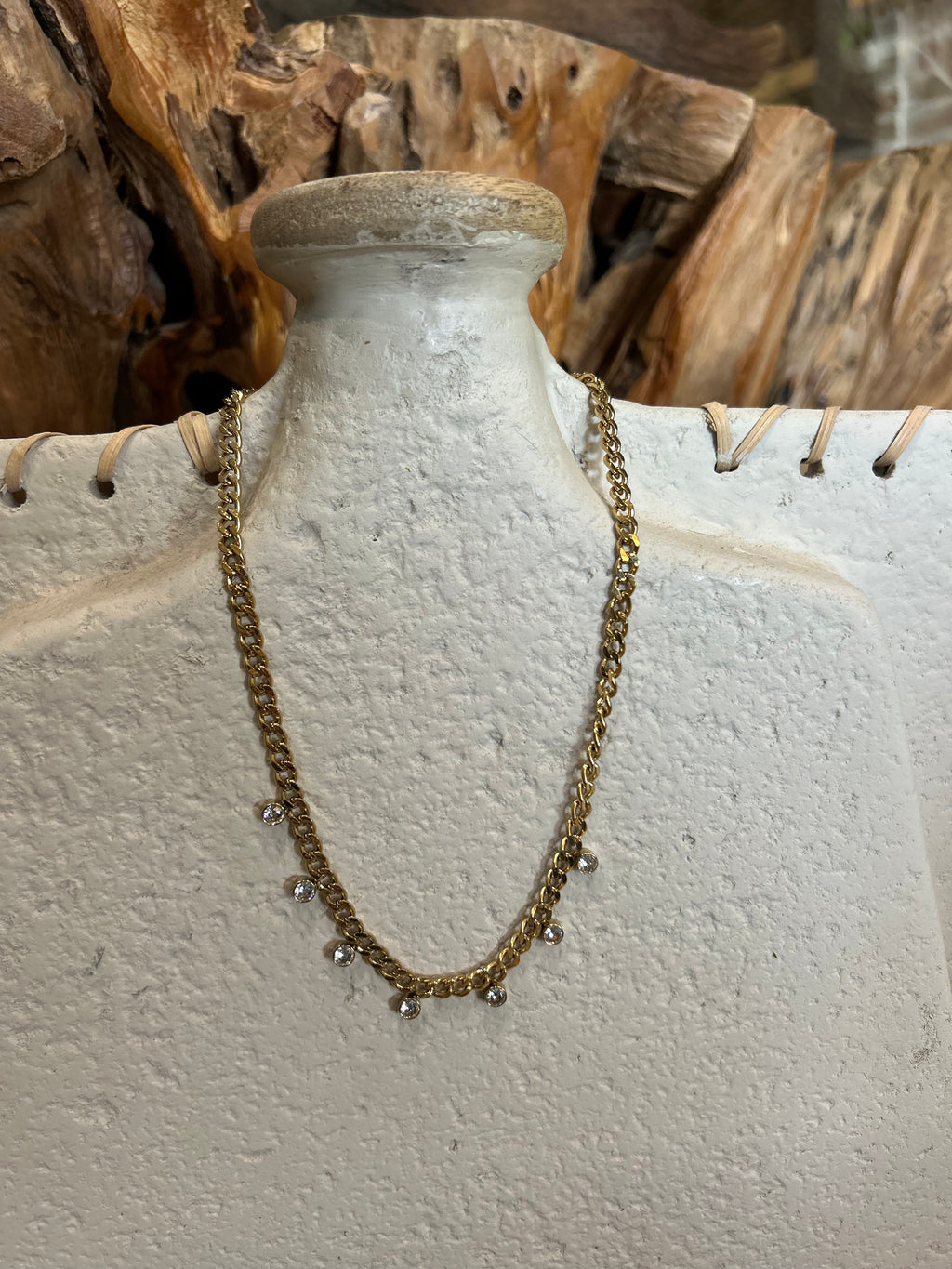 Gold Crystal Drop Necklace