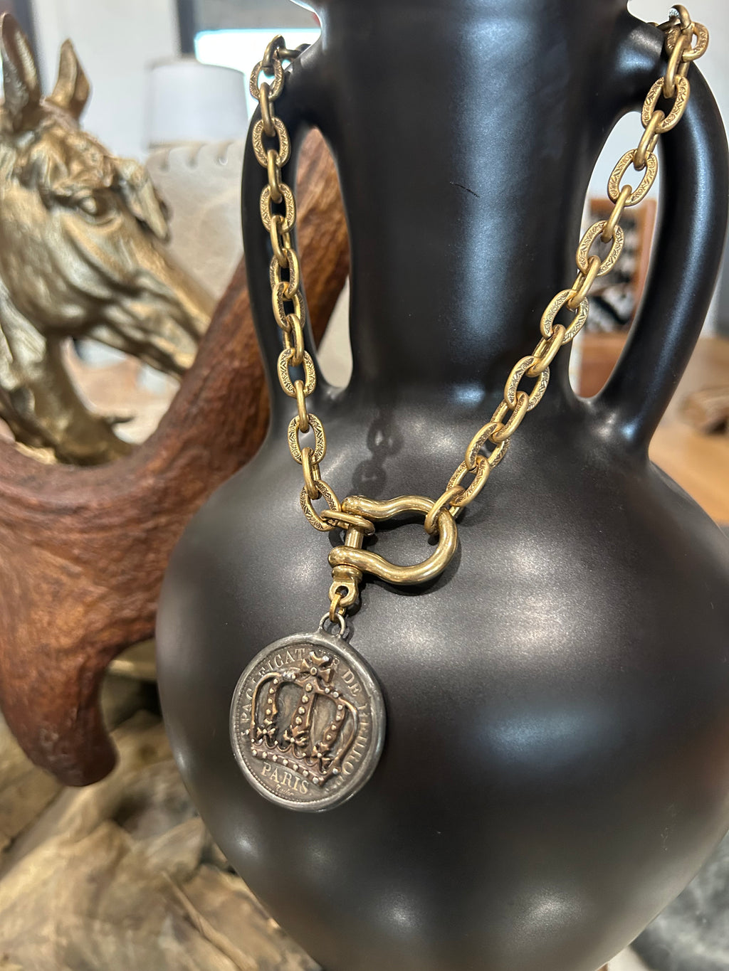 V2 Designs Necklace with Crown Pendant