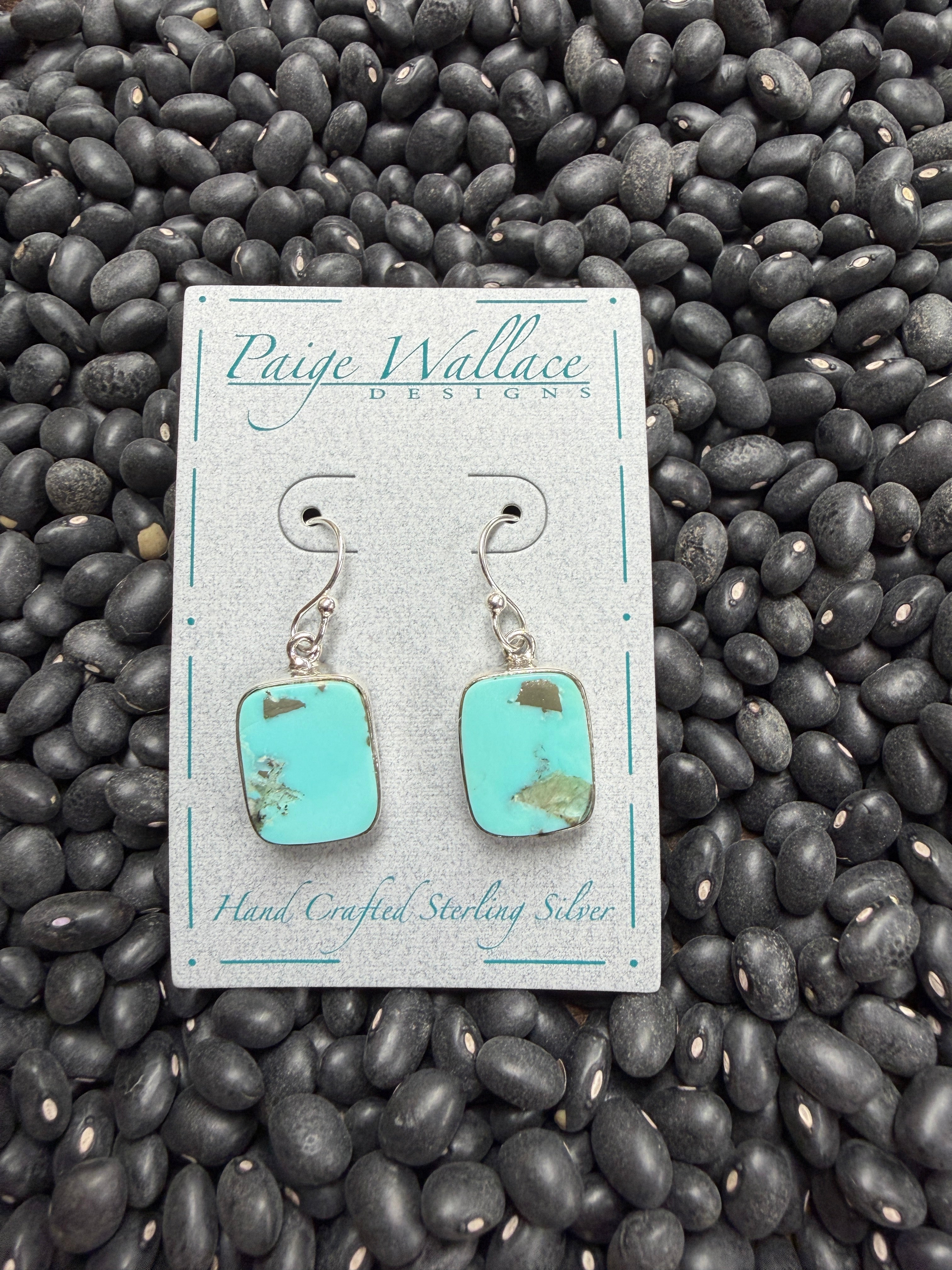 Paige Wallace Turquoise and Sterling Rectangle Earrings