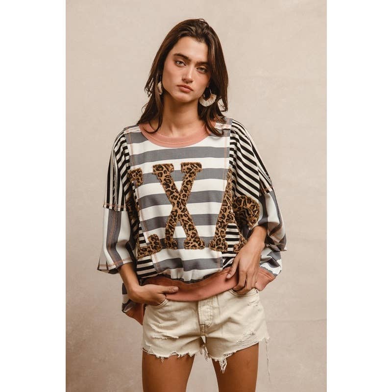 Leopard Texas Letter Patches Stripes