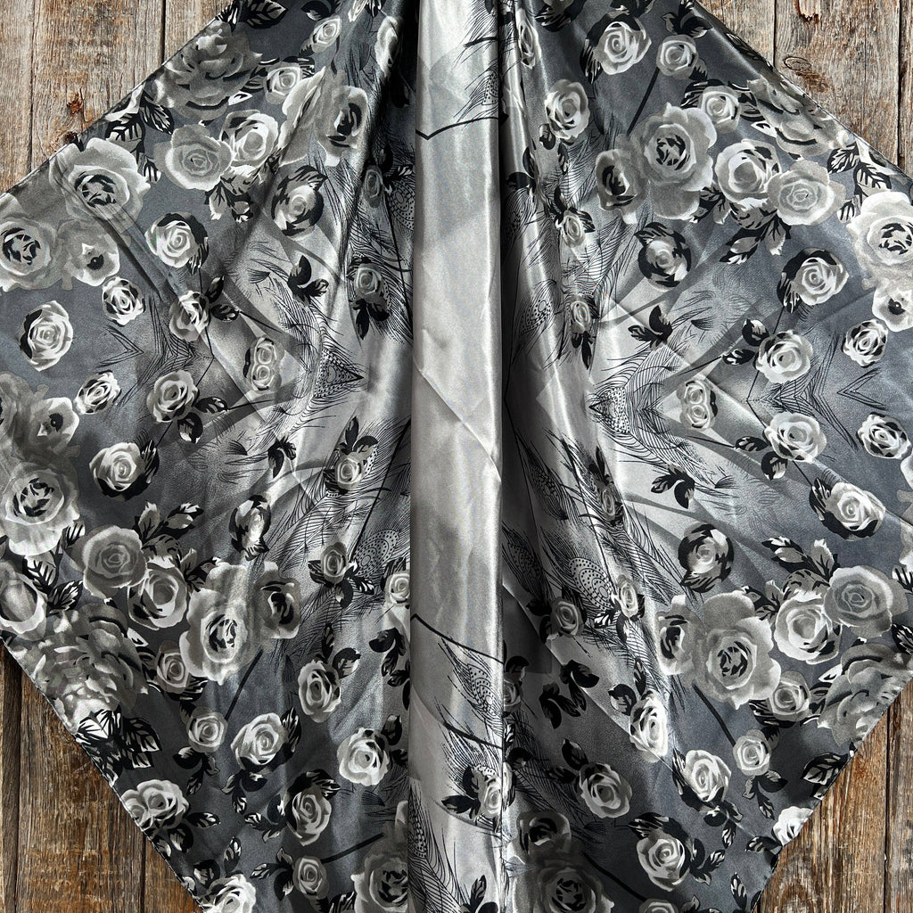 35X35" Grey Roses Wild Rag