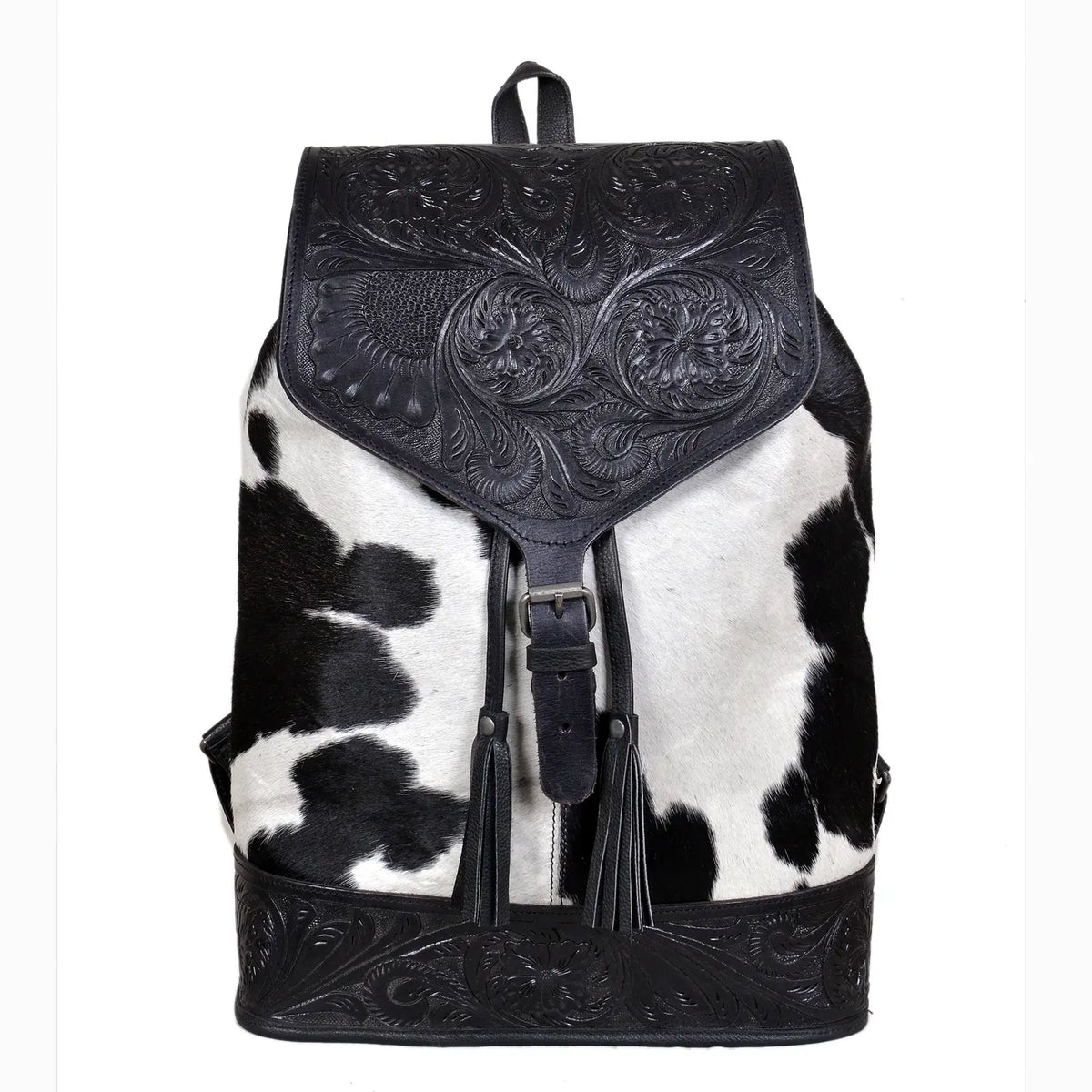 Black Leather and Cowhide Backpack