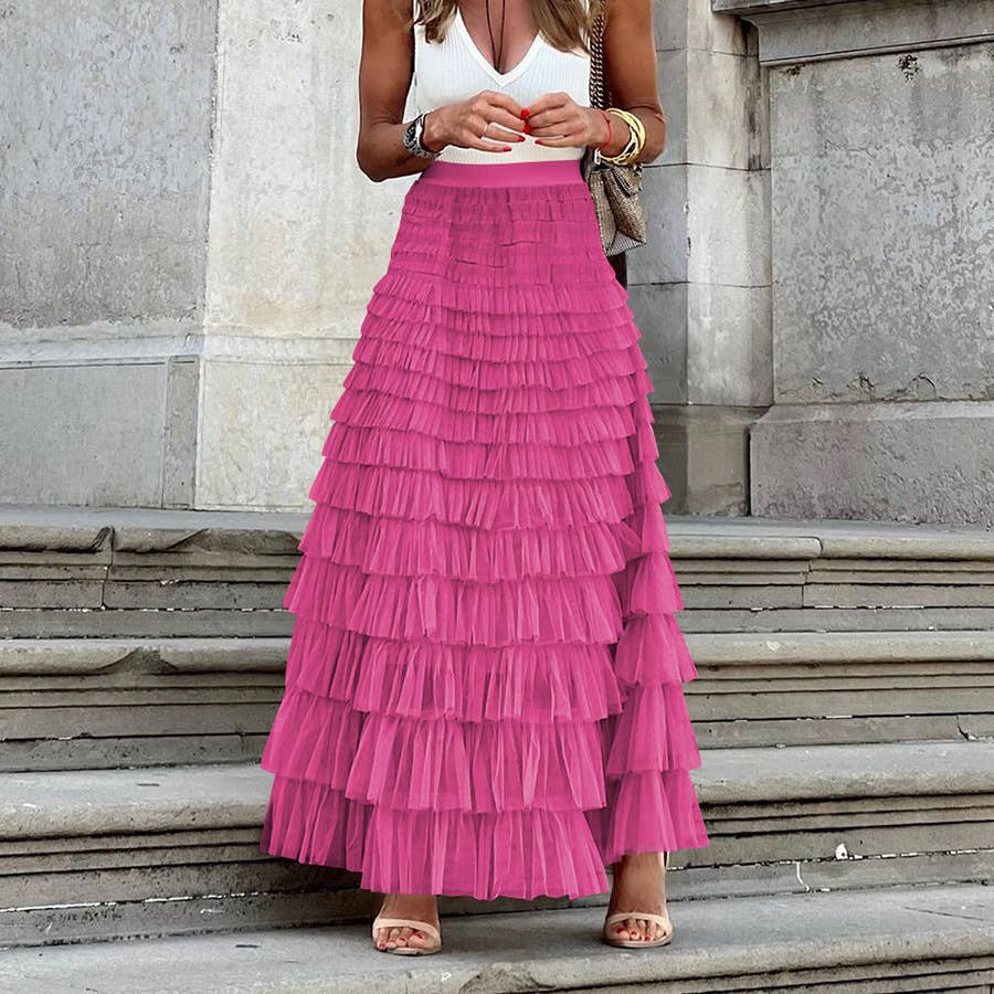 Mesh Tiered Skirt