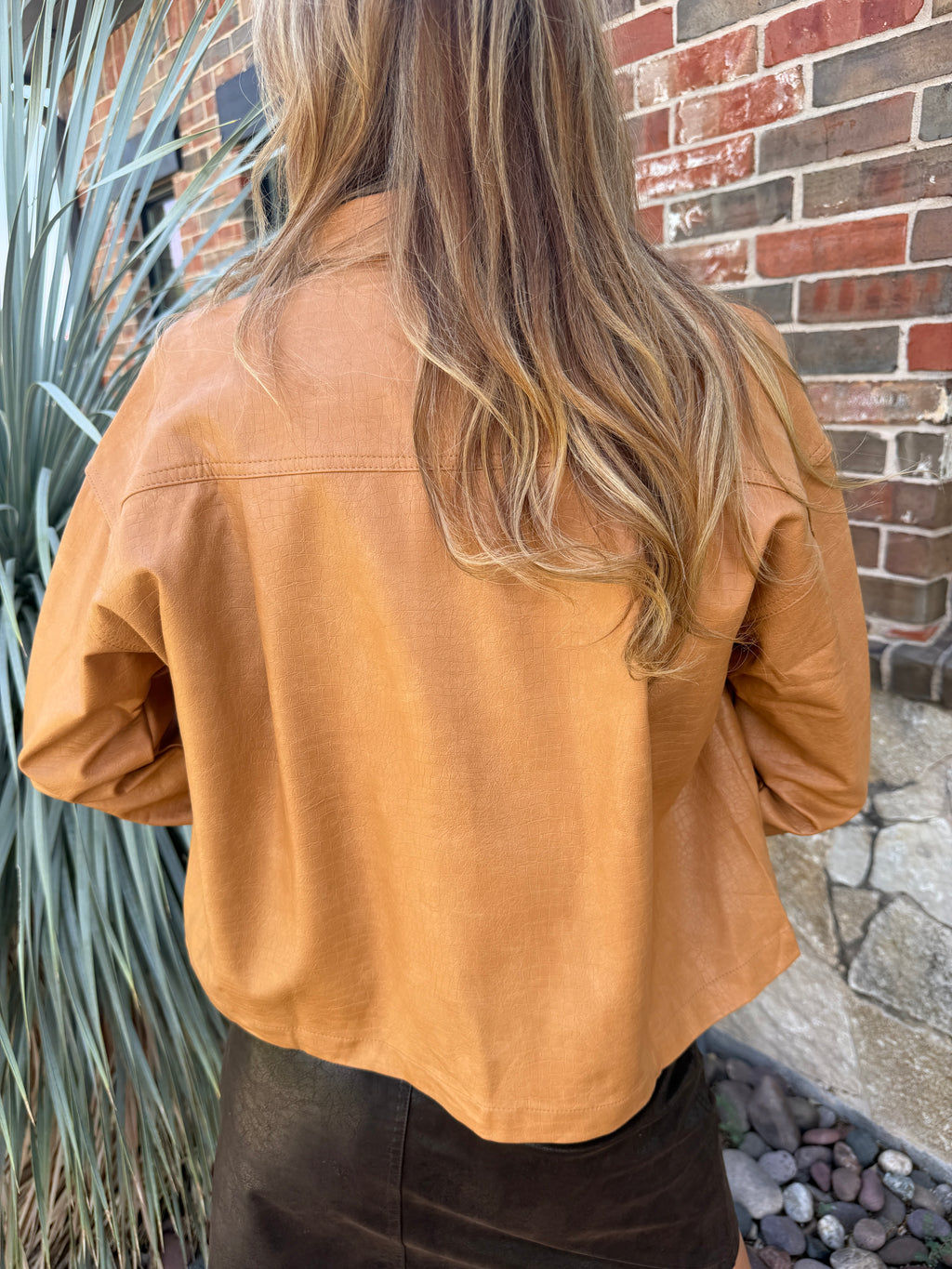 Button down faux leather jacket