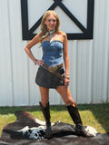 Strapless Asymmetrical Denim Top