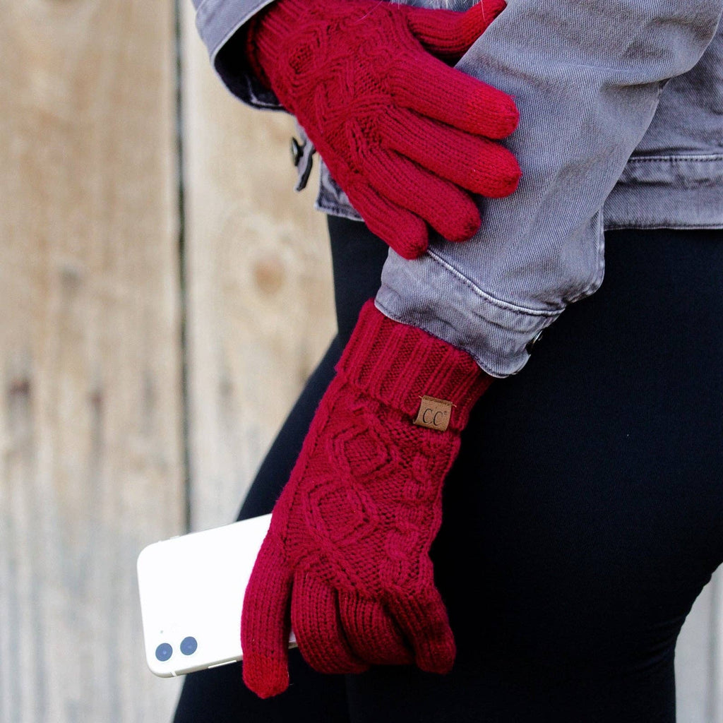 CC Cable Knit Fleece Lined Women's Gloves