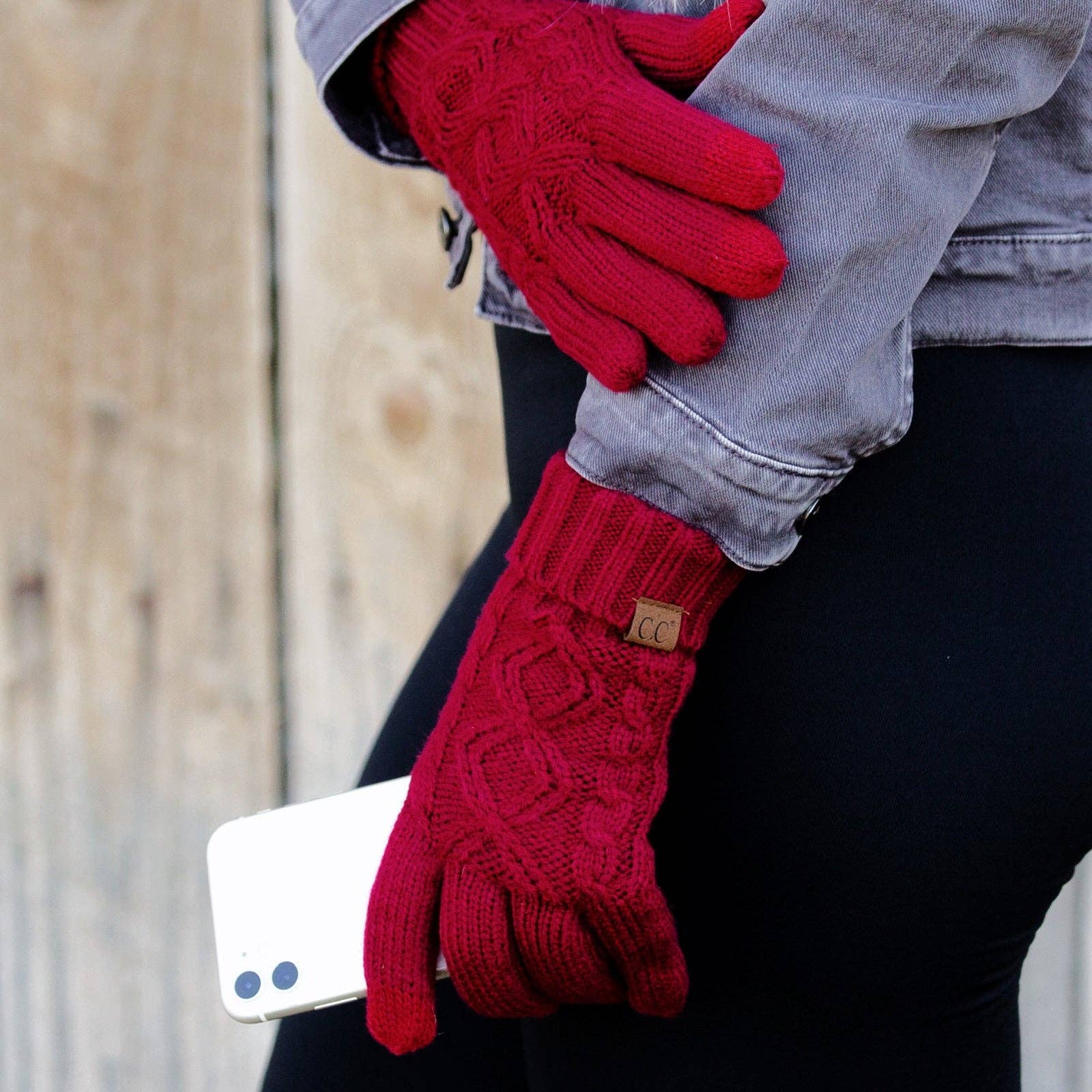 CC Cable Knit Fleece Lined Women's Gloves