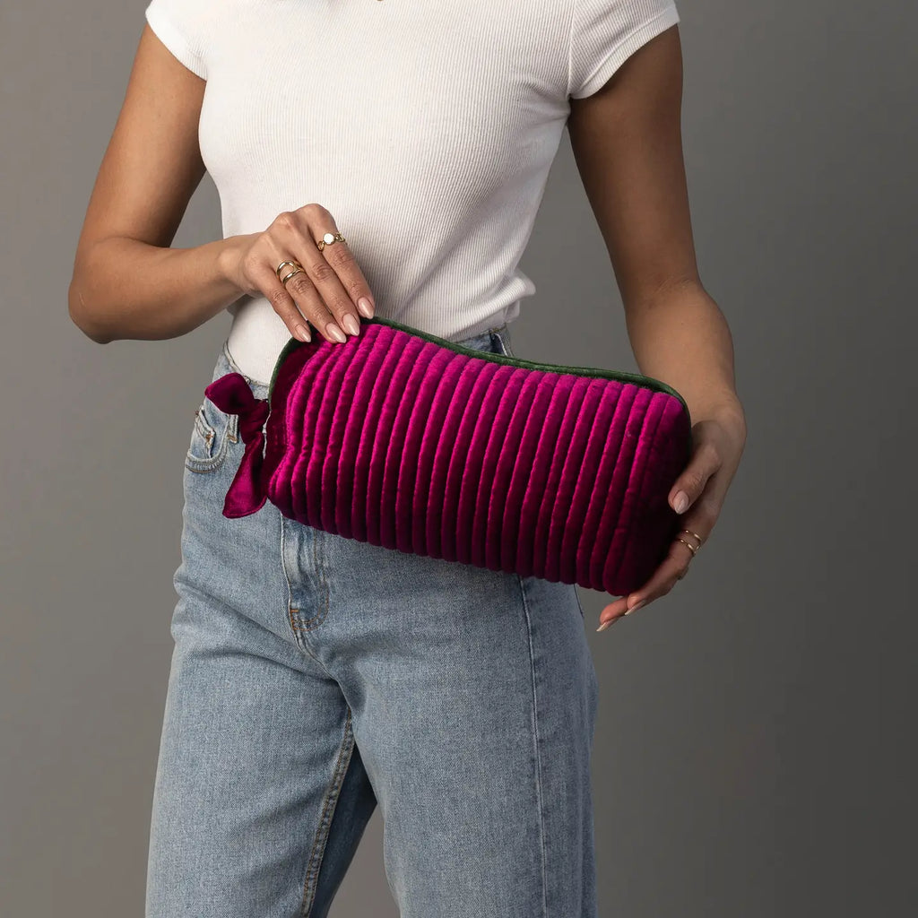 Velvet Ribbed Travel Pouch