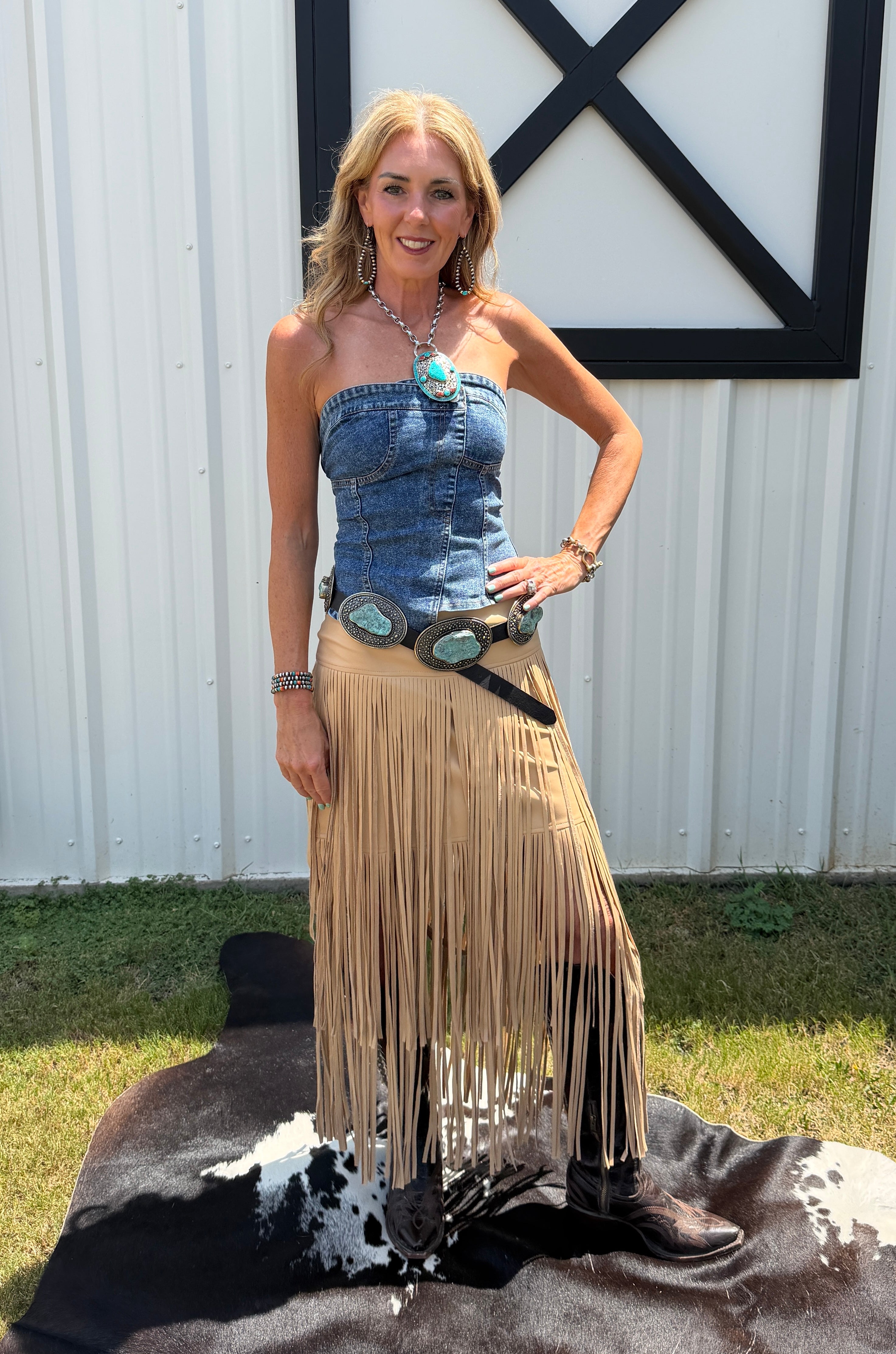 Strapless Asymmetrical Denim Top