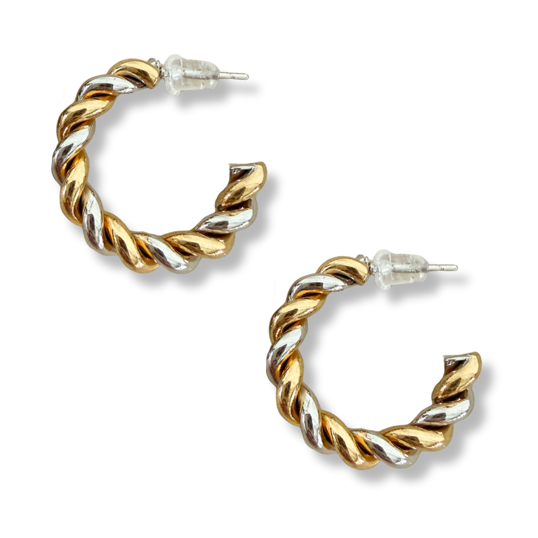 Mixed Metal Twist Hoops Waterproof