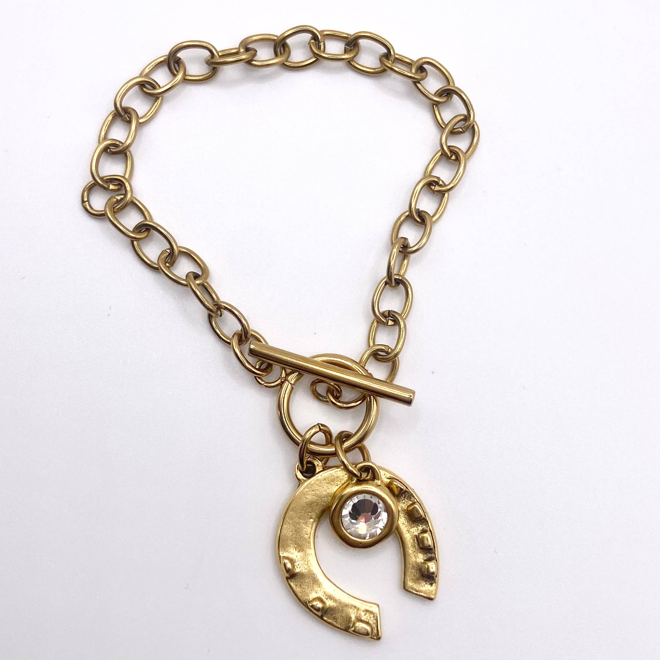 Lucky horseshoe crystal toggle bracelet 