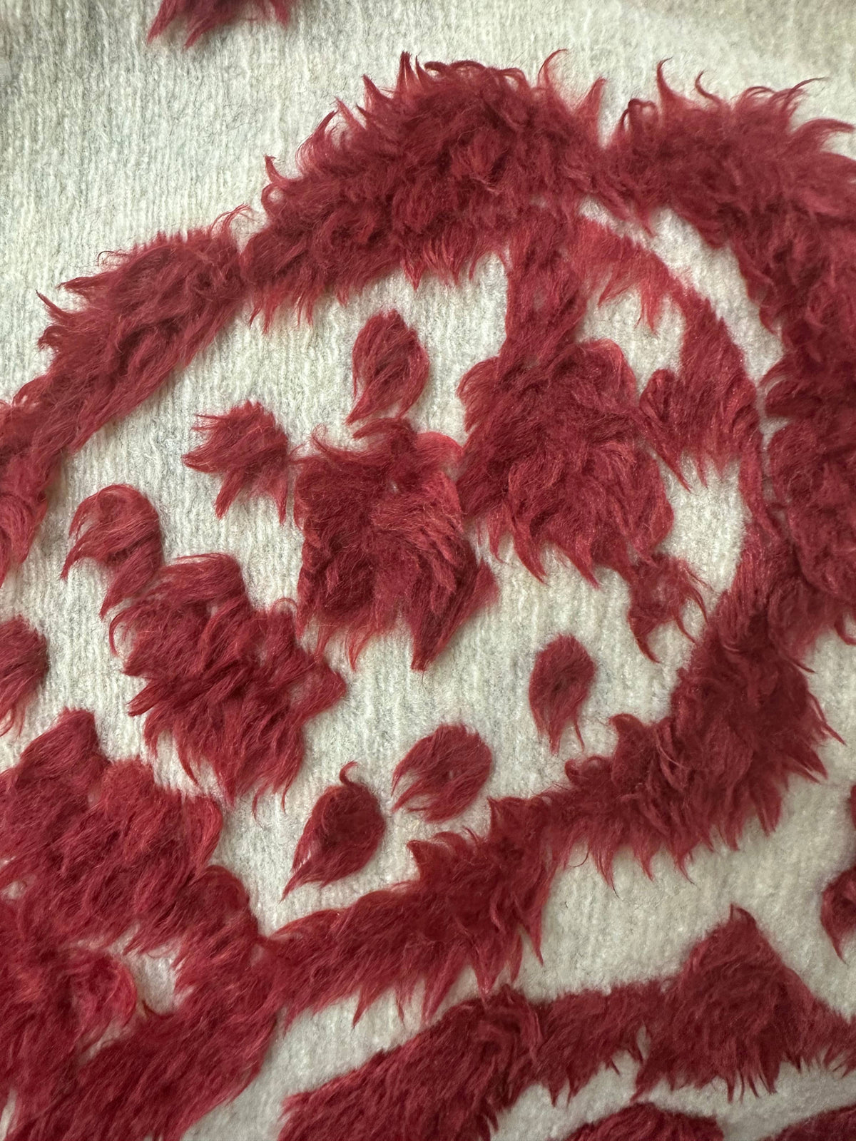 Red Western Textured Paisley Fringe Ruana Cardigan