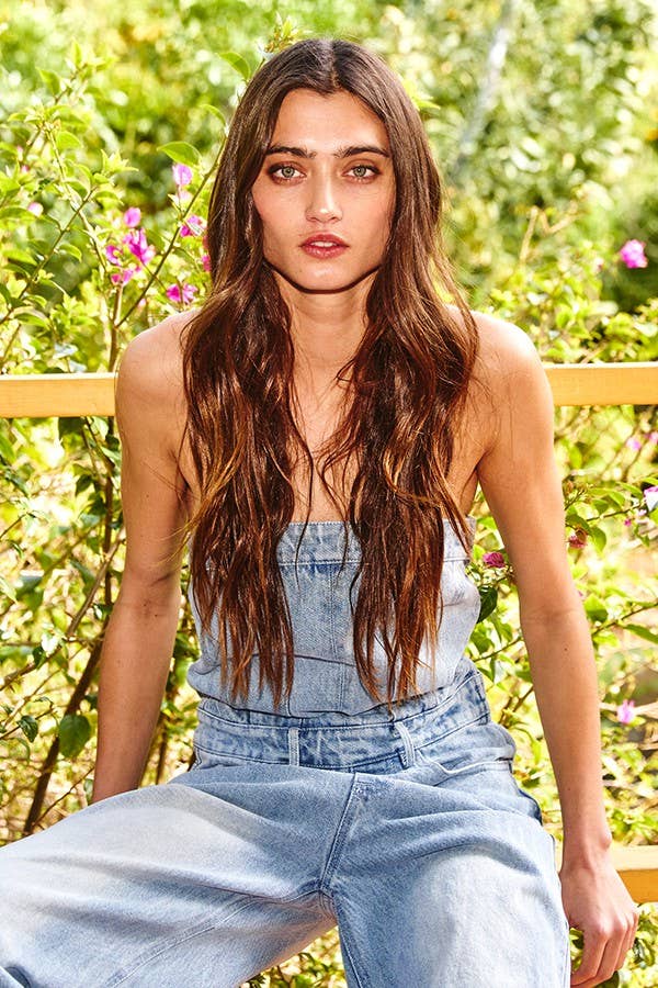 IR5267 Corset Style Strapless Denim Jumpsuit