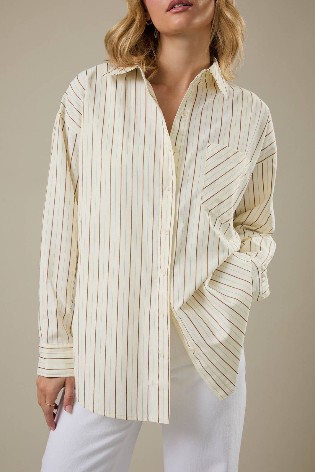 LONG SLEEVE STRIPE OVERSIZE SHIRT