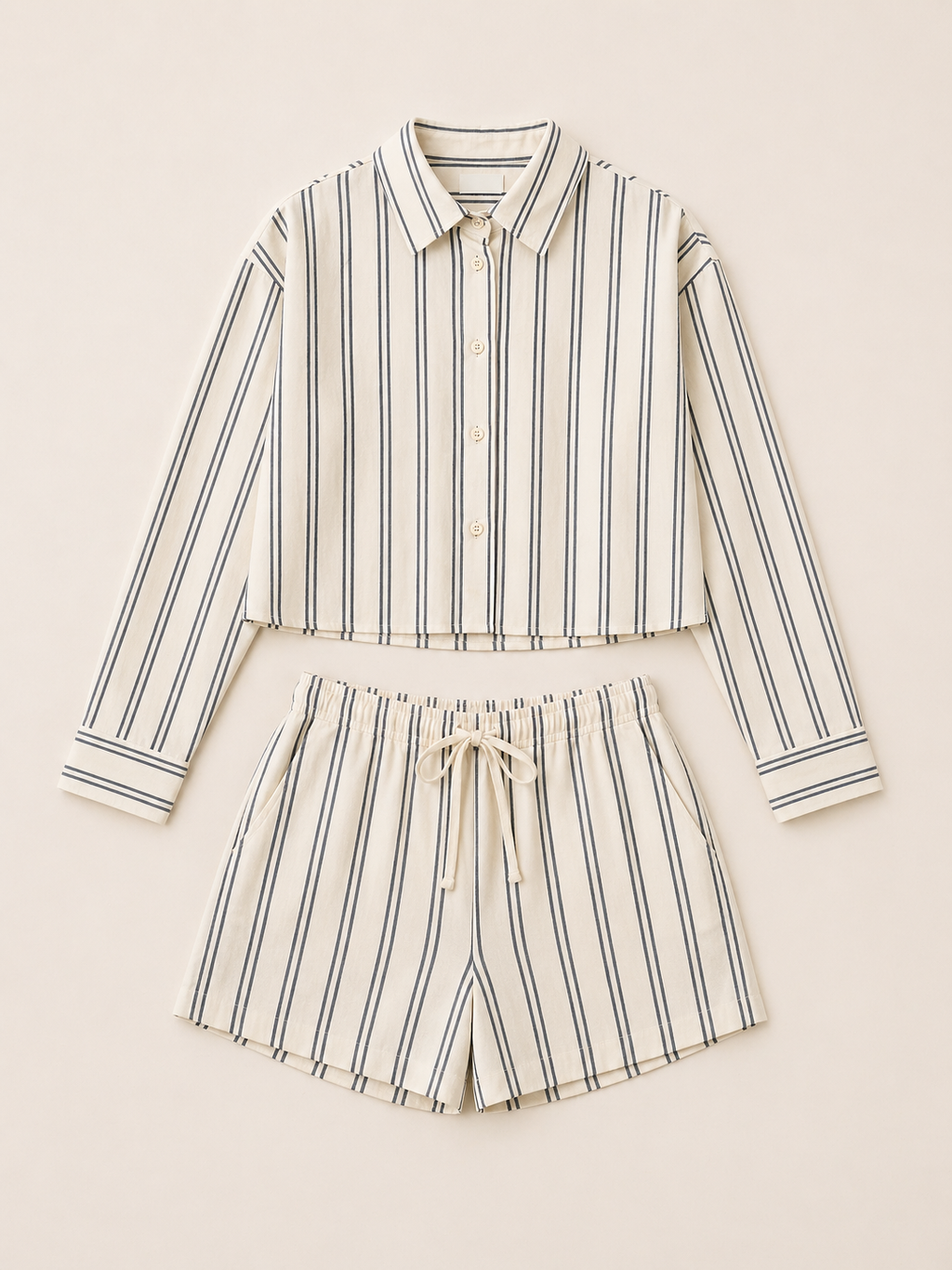 Neutral Stripe Short Set