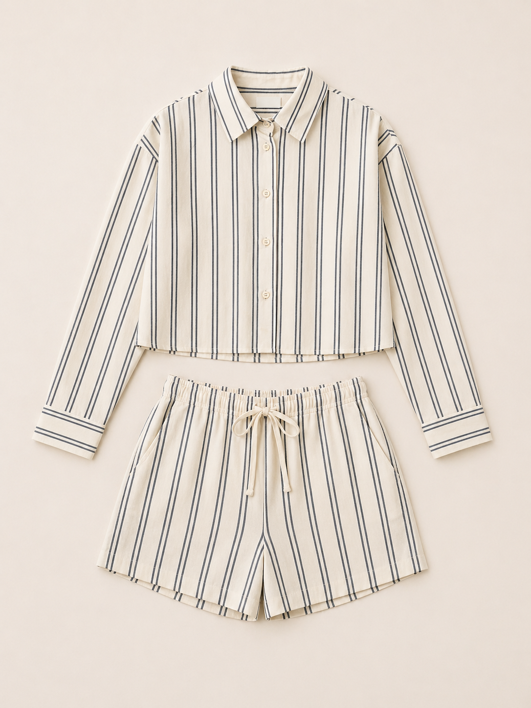 Neutral Stripe Short Set