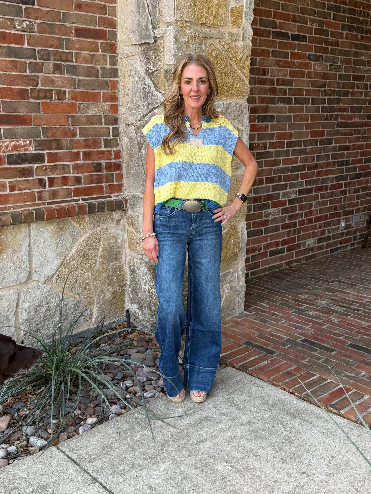 Striped Cap Sleeve Sweater
