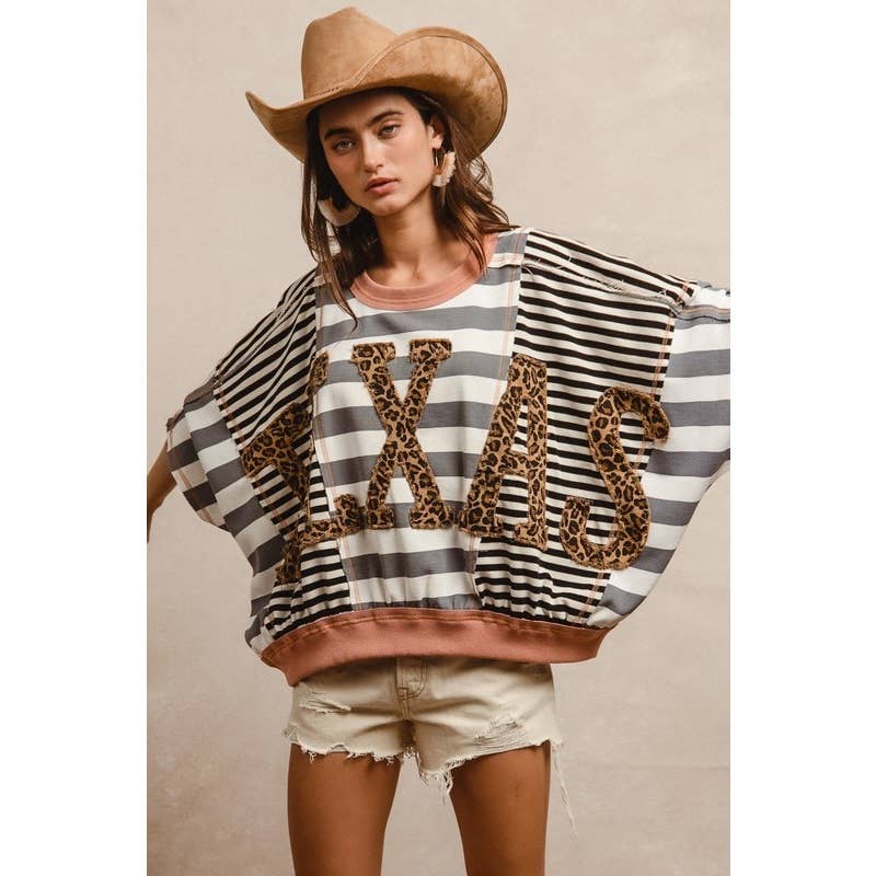 Leopard Texas Letter Patches Stripes