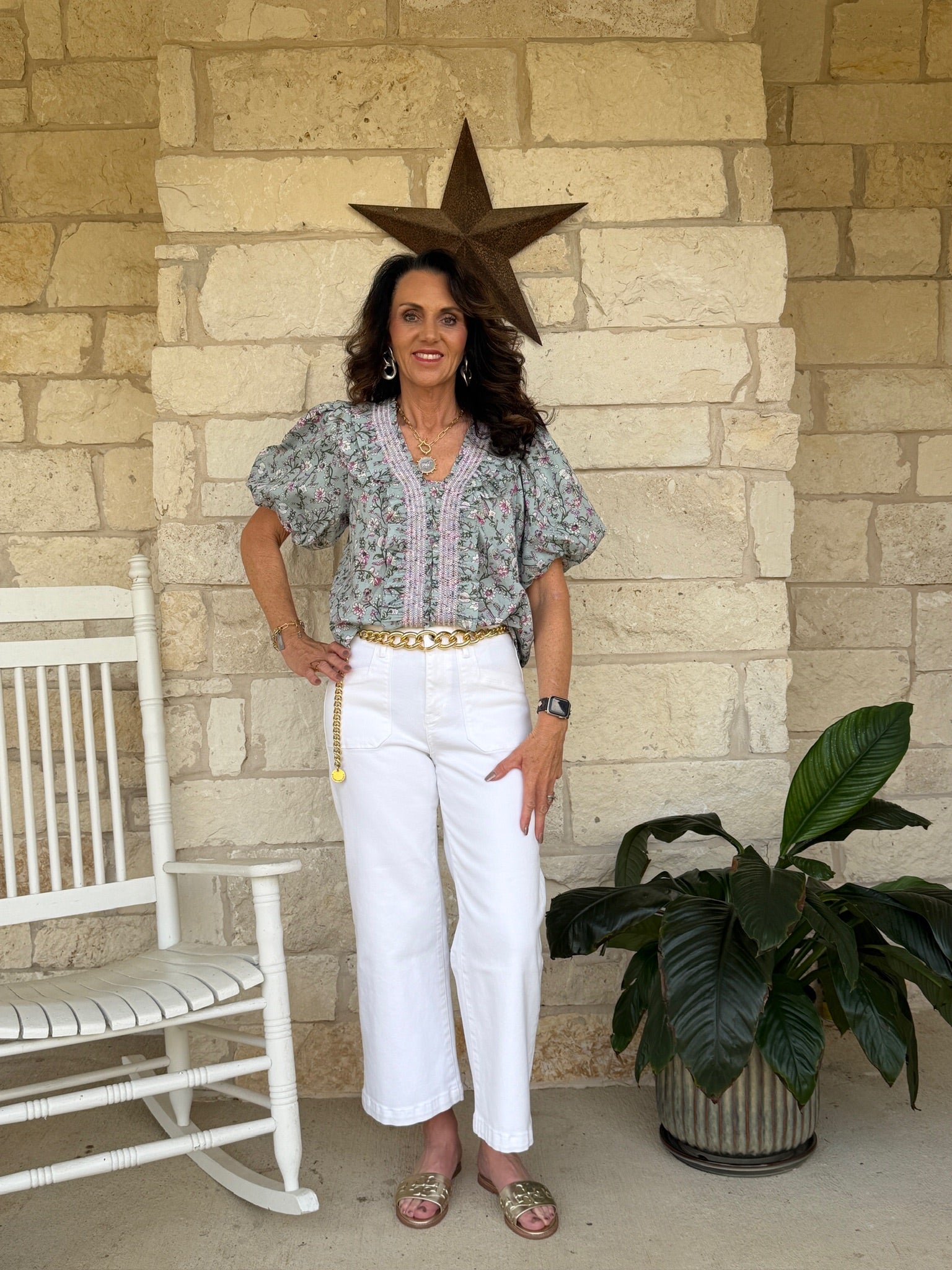Sage Bloom Ruffle Blouse