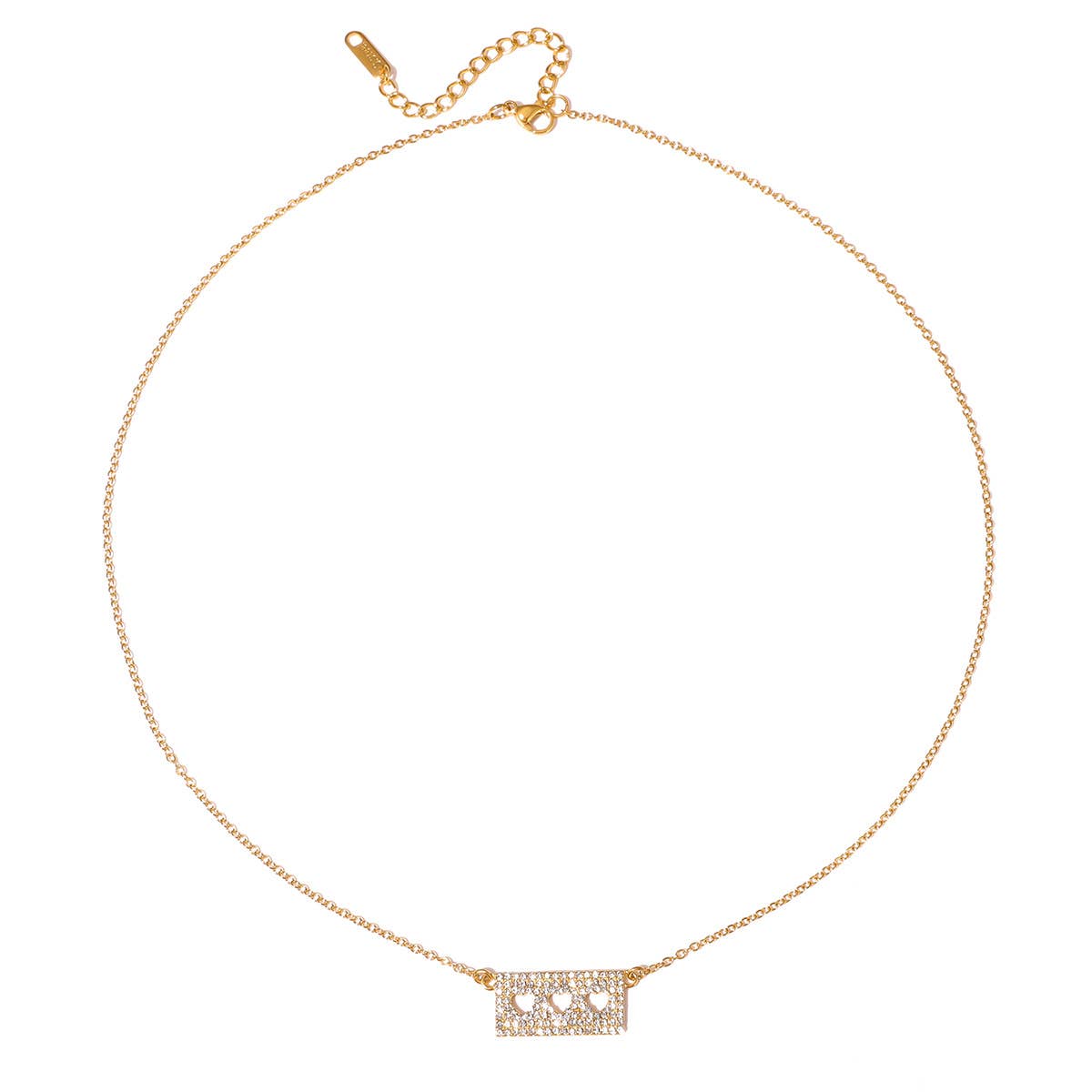CZ Heart Bar Necklace Water Resistant