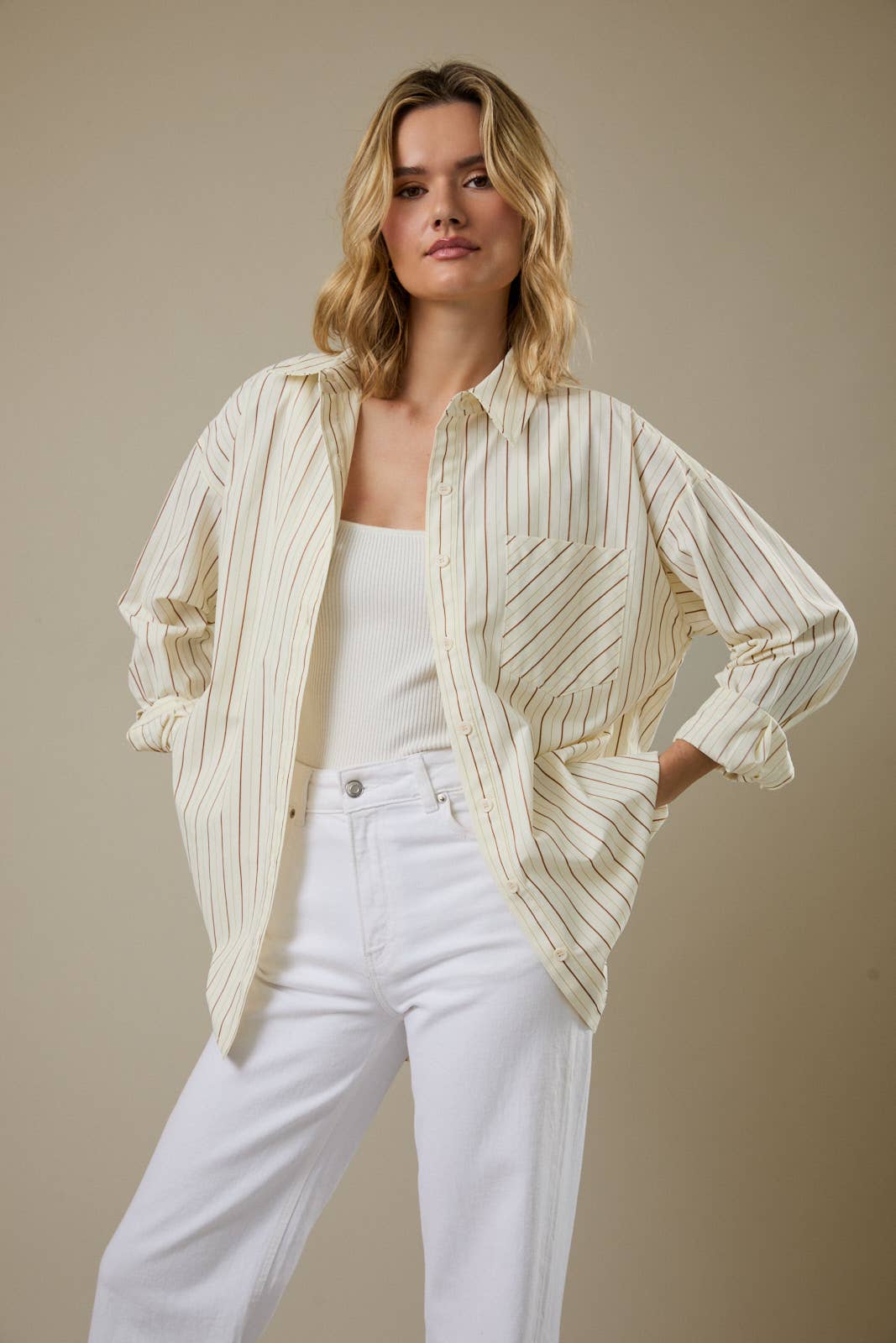 LONG SLEEVE STRIPE OVERSIZE SHIRT