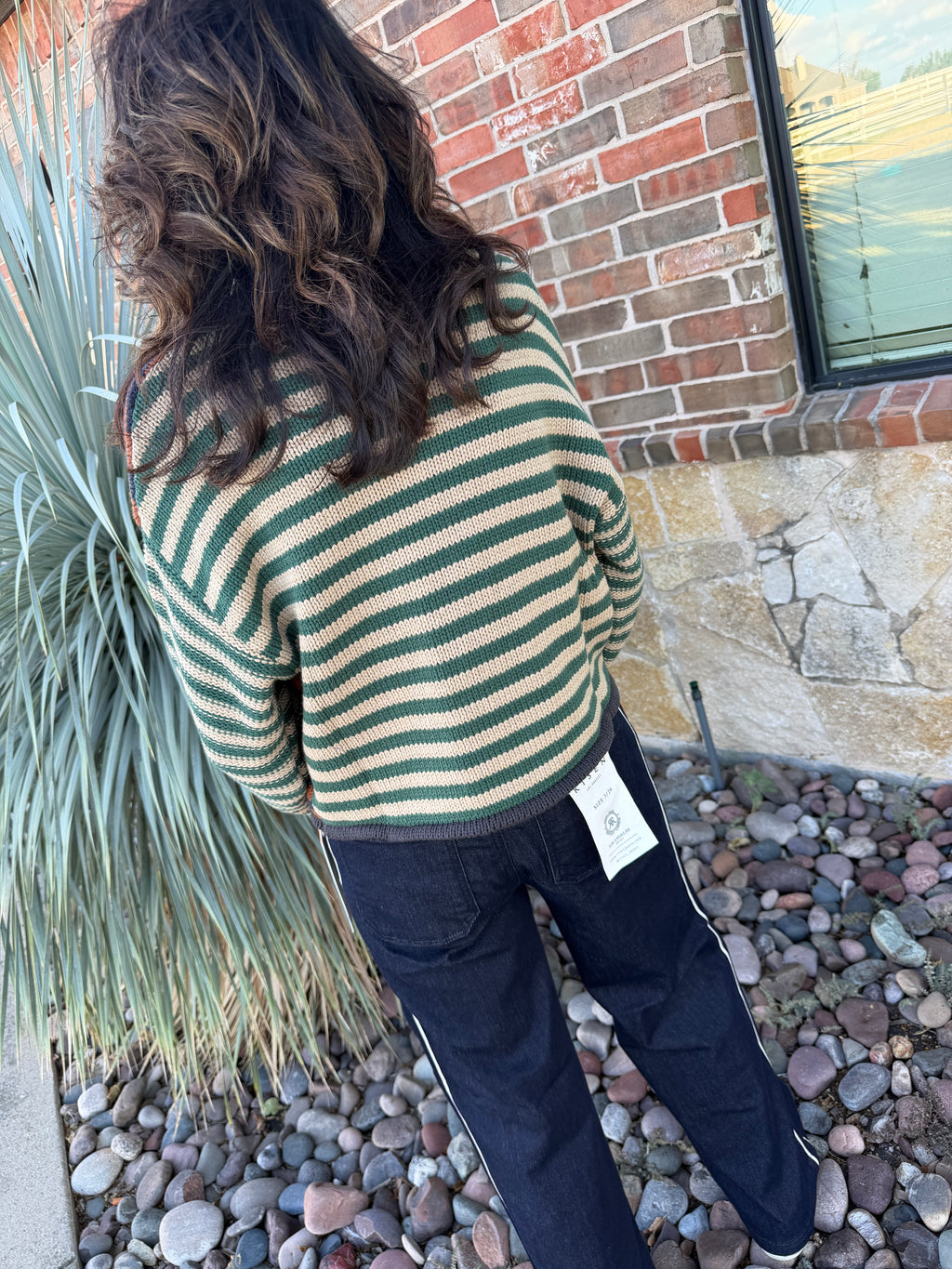 HIGH RISE WIDE LEG SIDE STRIPED JEANS
