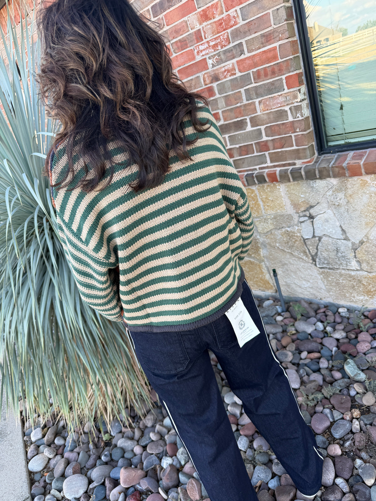 HIGH RISE WIDE LEG SIDE STRIPED JEANS