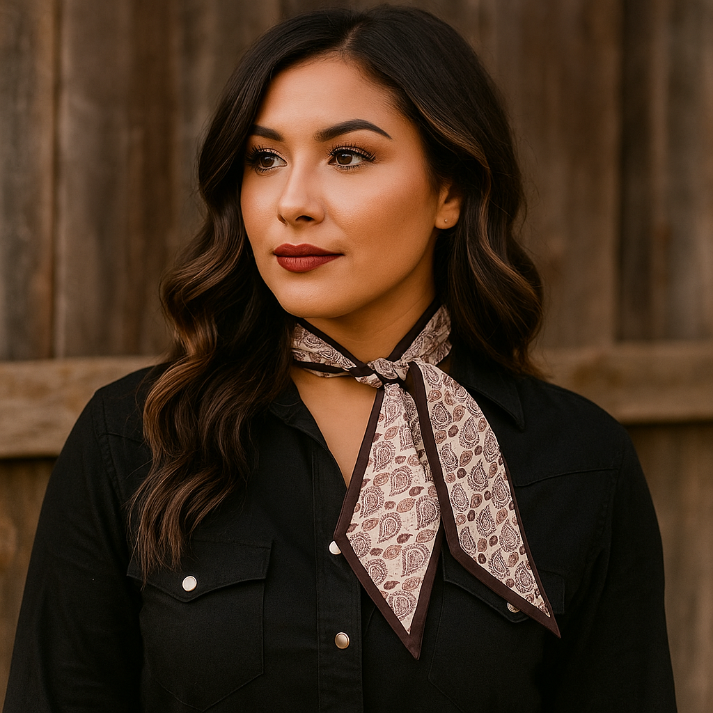 Black and Brown Western Skinny Mini Wild Rag Scarf
