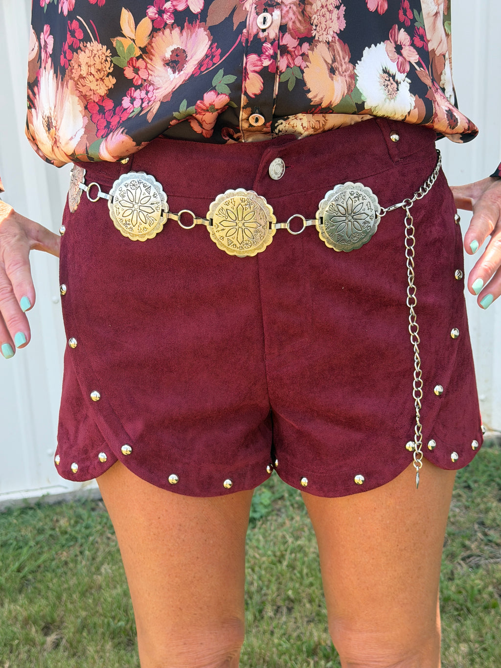 Studded Suede Shorts
