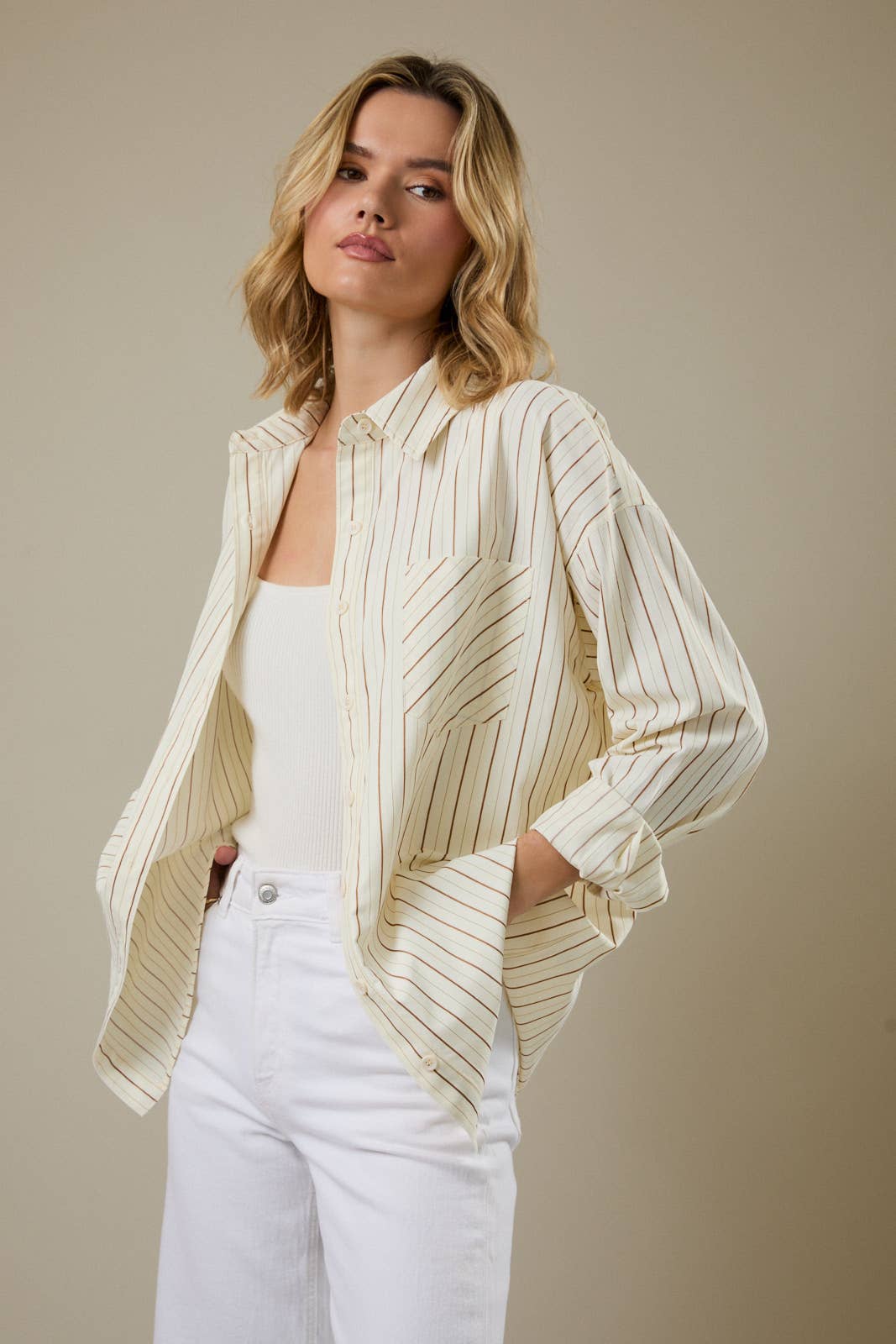 LONG SLEEVE STRIPE OVERSIZE SHIRT