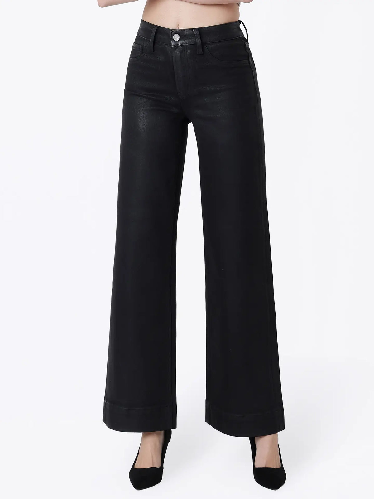 High Rise Trouser Coated Denim