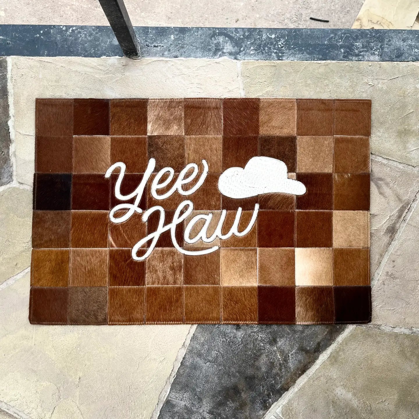 Cowhide Yee-Haw Mat