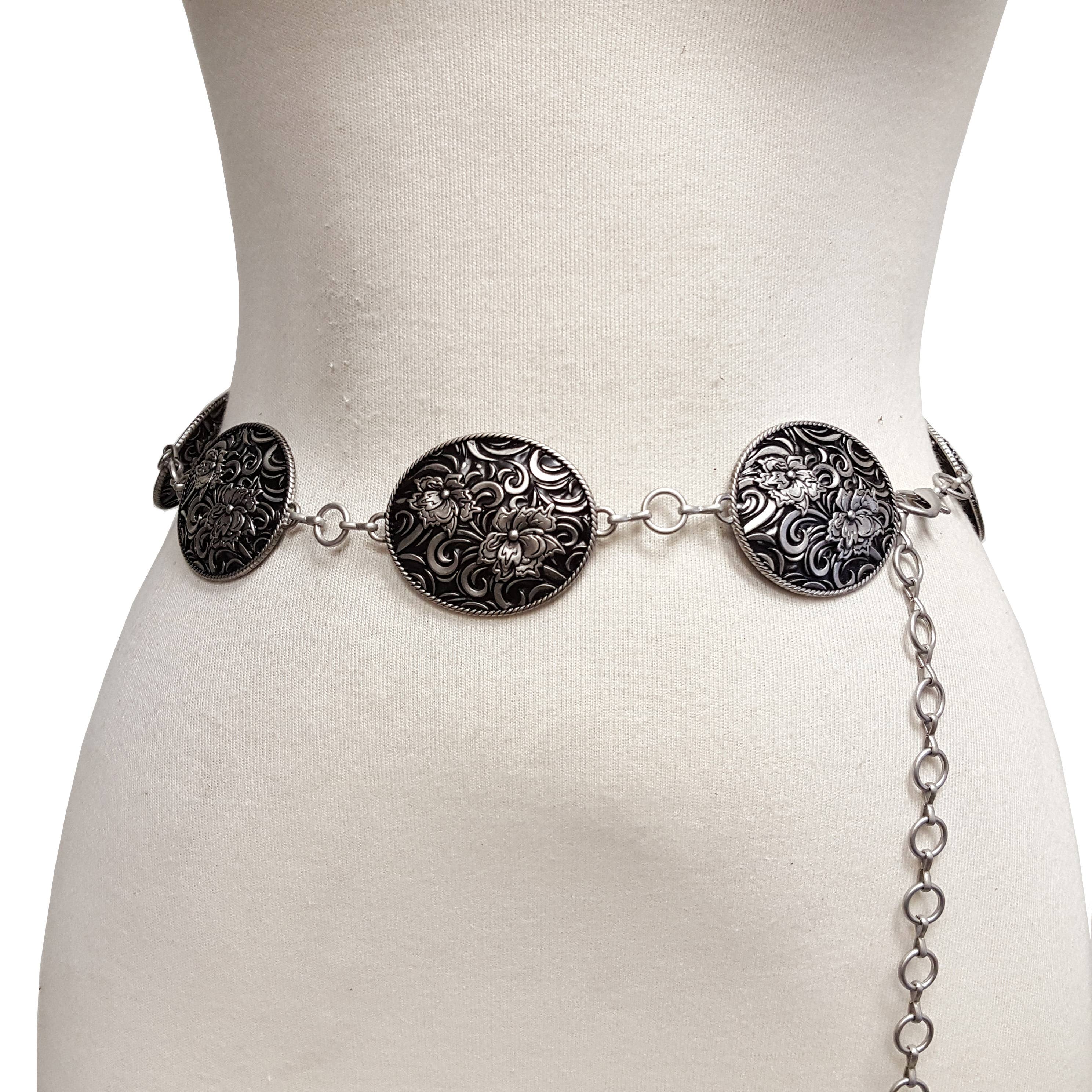 Western-Inspired Oval Concho Chain Belt