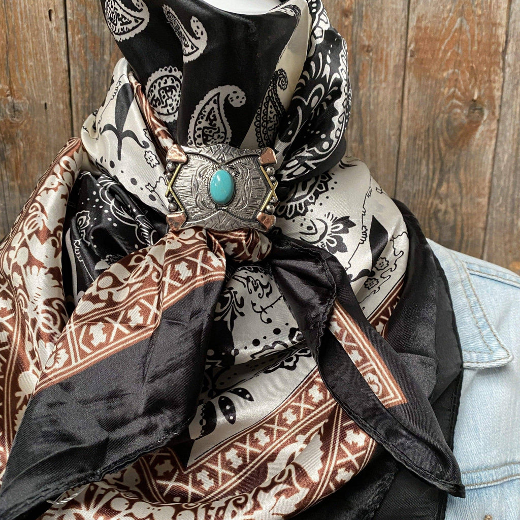35X35" Two Tone Black Paisley Wild Rag