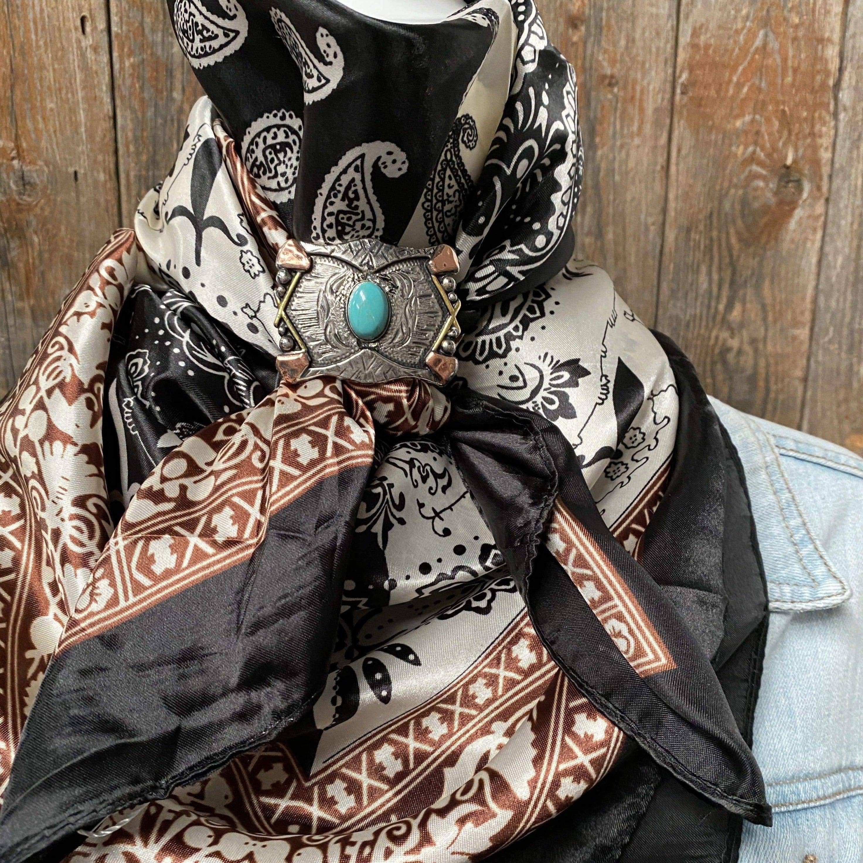 35X35" Two Tone Black Paisley Wild Rag