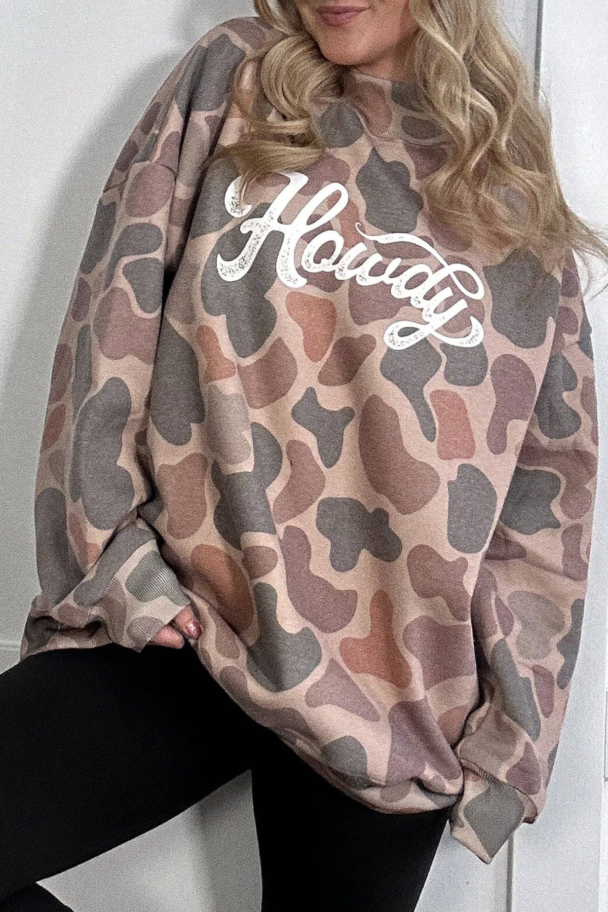 Western Camo Howdy Oversized  Sweatshirt
