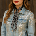 Black and White Western Skinny Mini Wild Rag Scarf