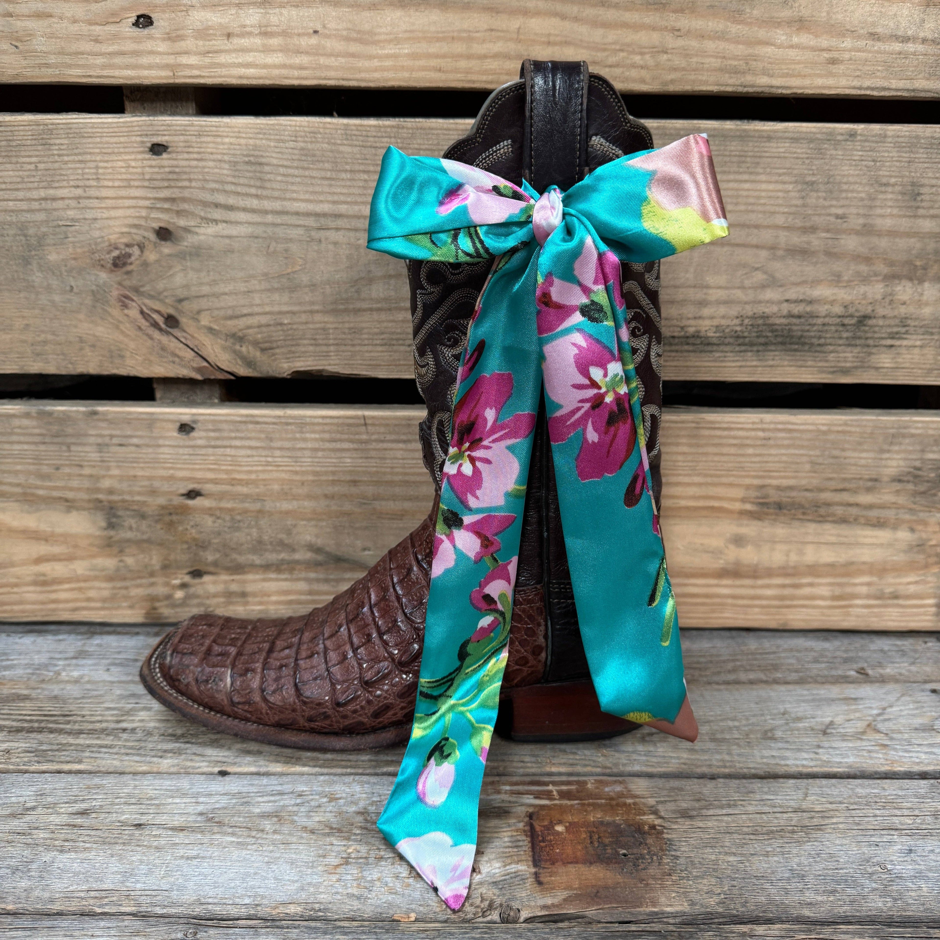 Turquoise and Pink Western Skinny Mini Wild Rag Scarf