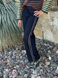 HIGH RISE WIDE LEG SIDE STRIPED JEANS