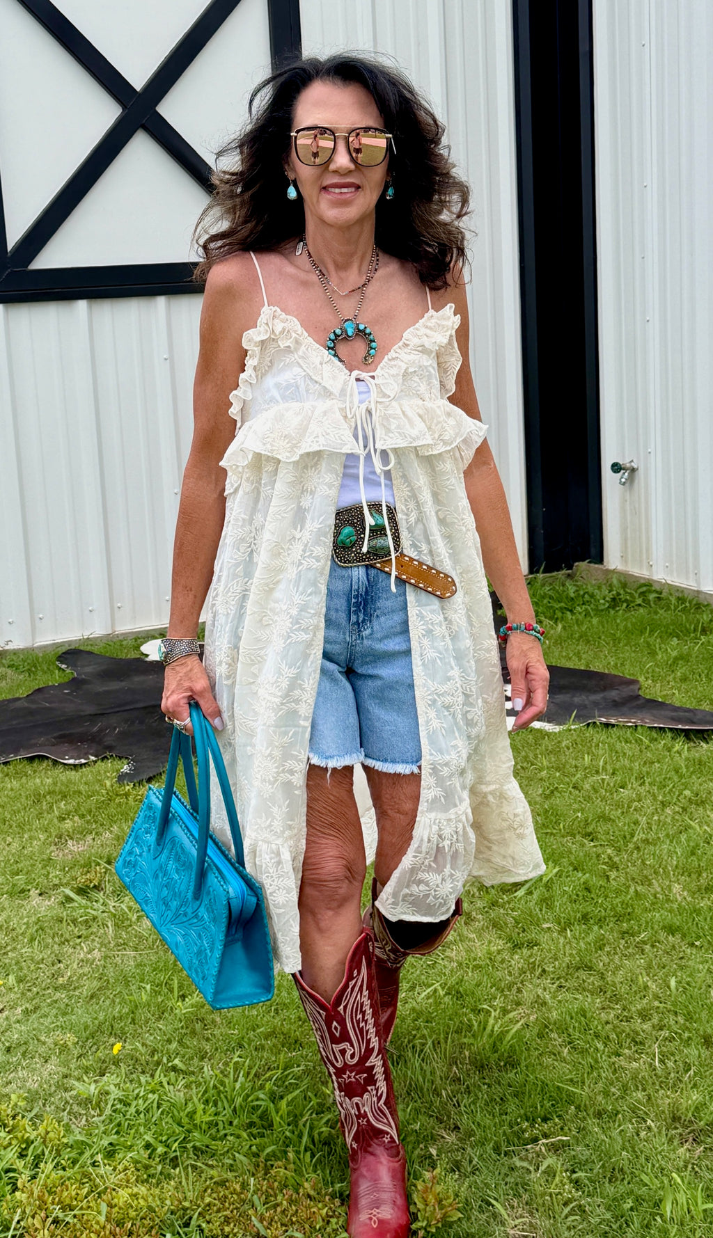 Sheer Floral Lace Ruffle Top