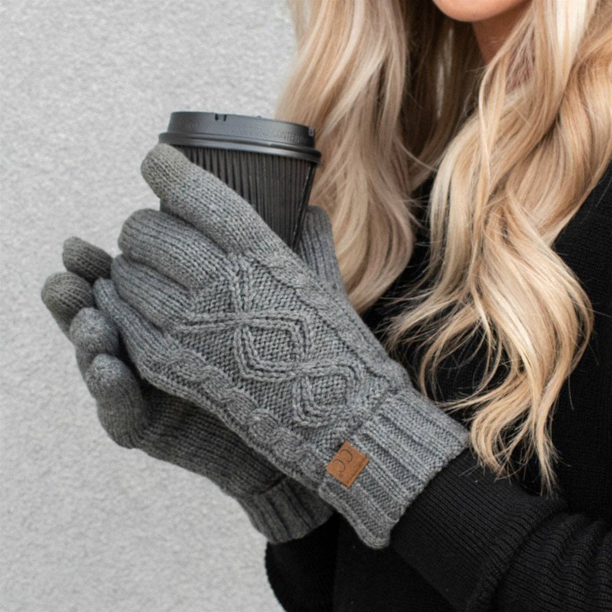 CC Cable Knit Fleece Lined Women's Gloves