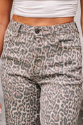Leopard Frayed Edge Wide Leg High Waist Jeans