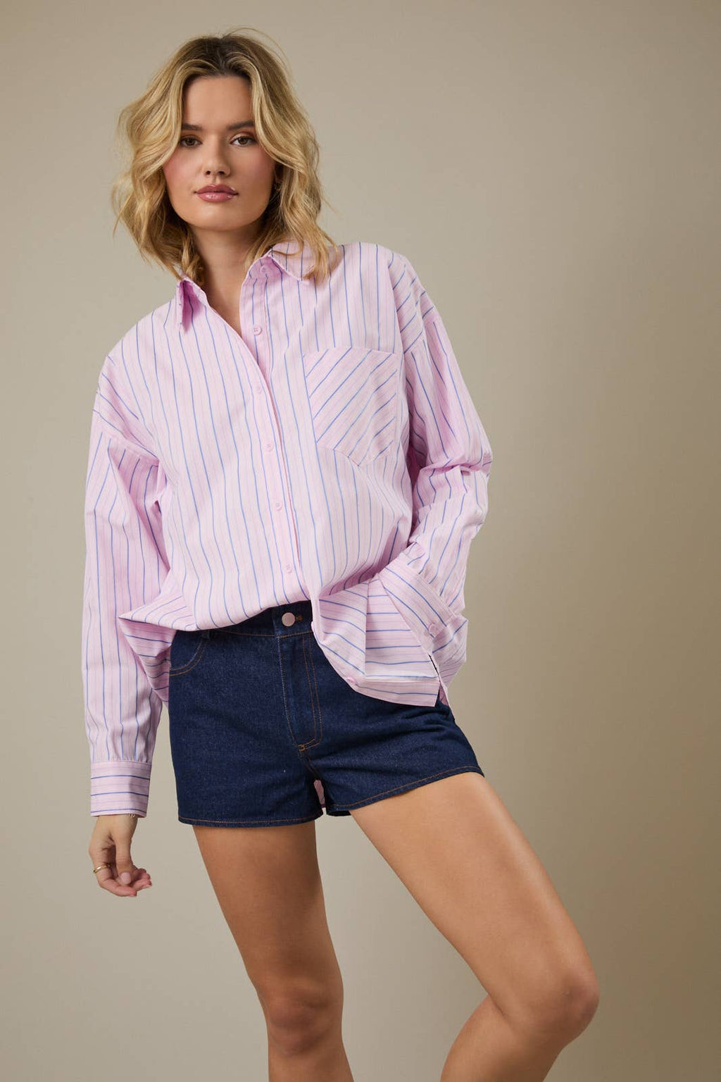 LONG SLEEVE STRIPE OVERSIZE SHIRT