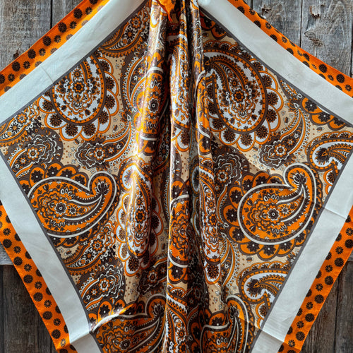 35X35" Orange and Cream Giant Paisley Wild Rag
