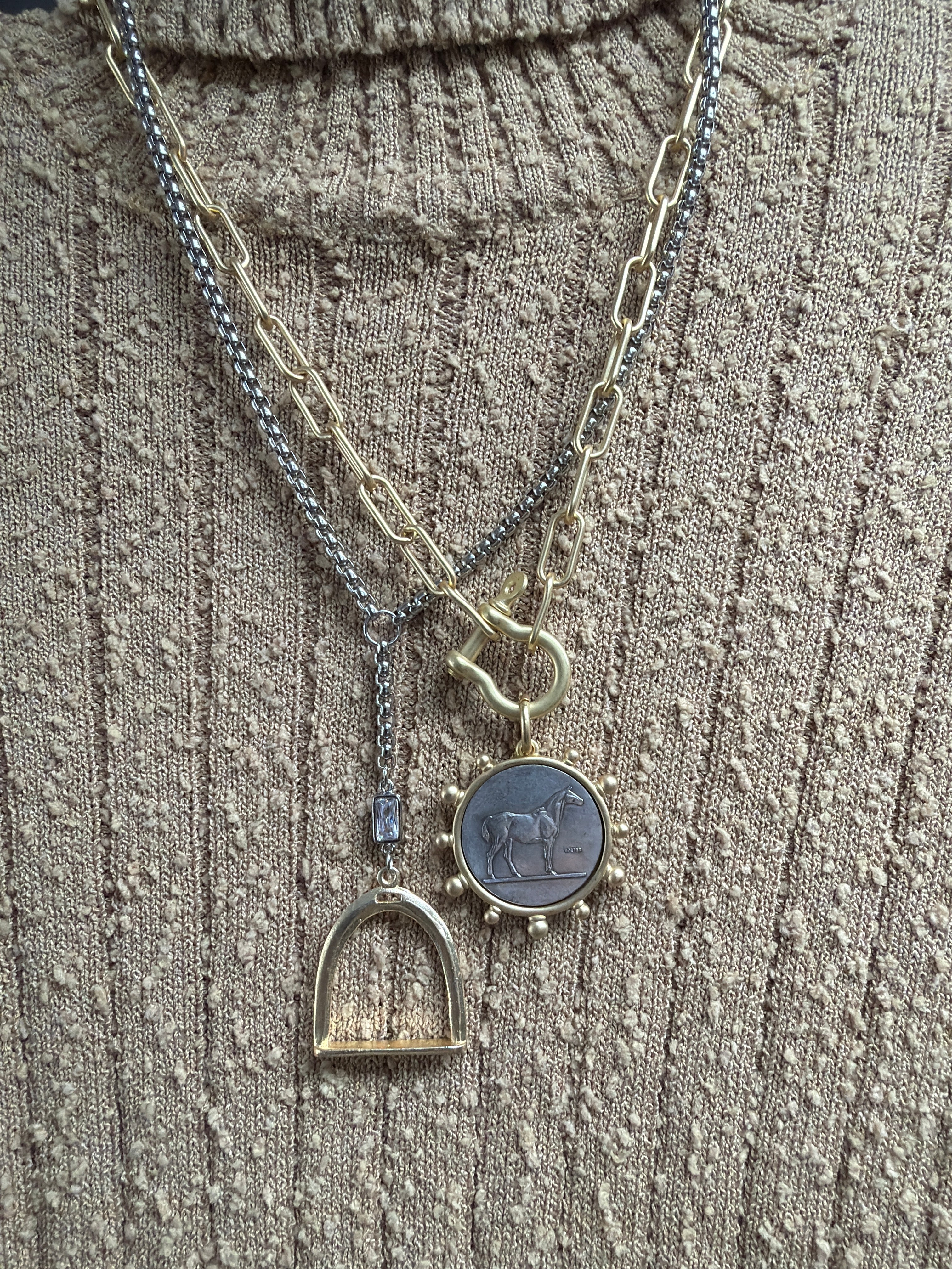 Horse Coin Shackle Necklace