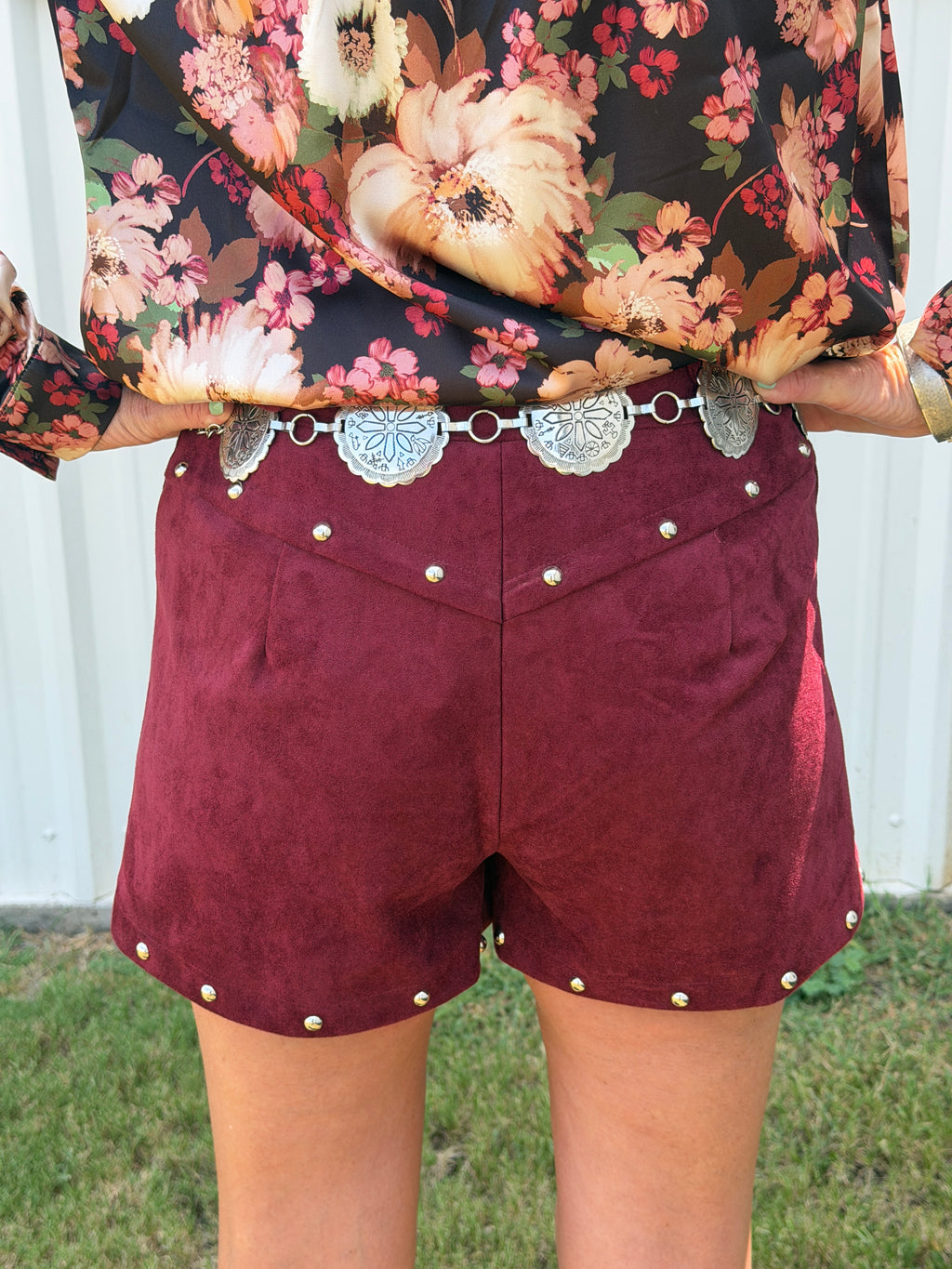Studded Suede Shorts