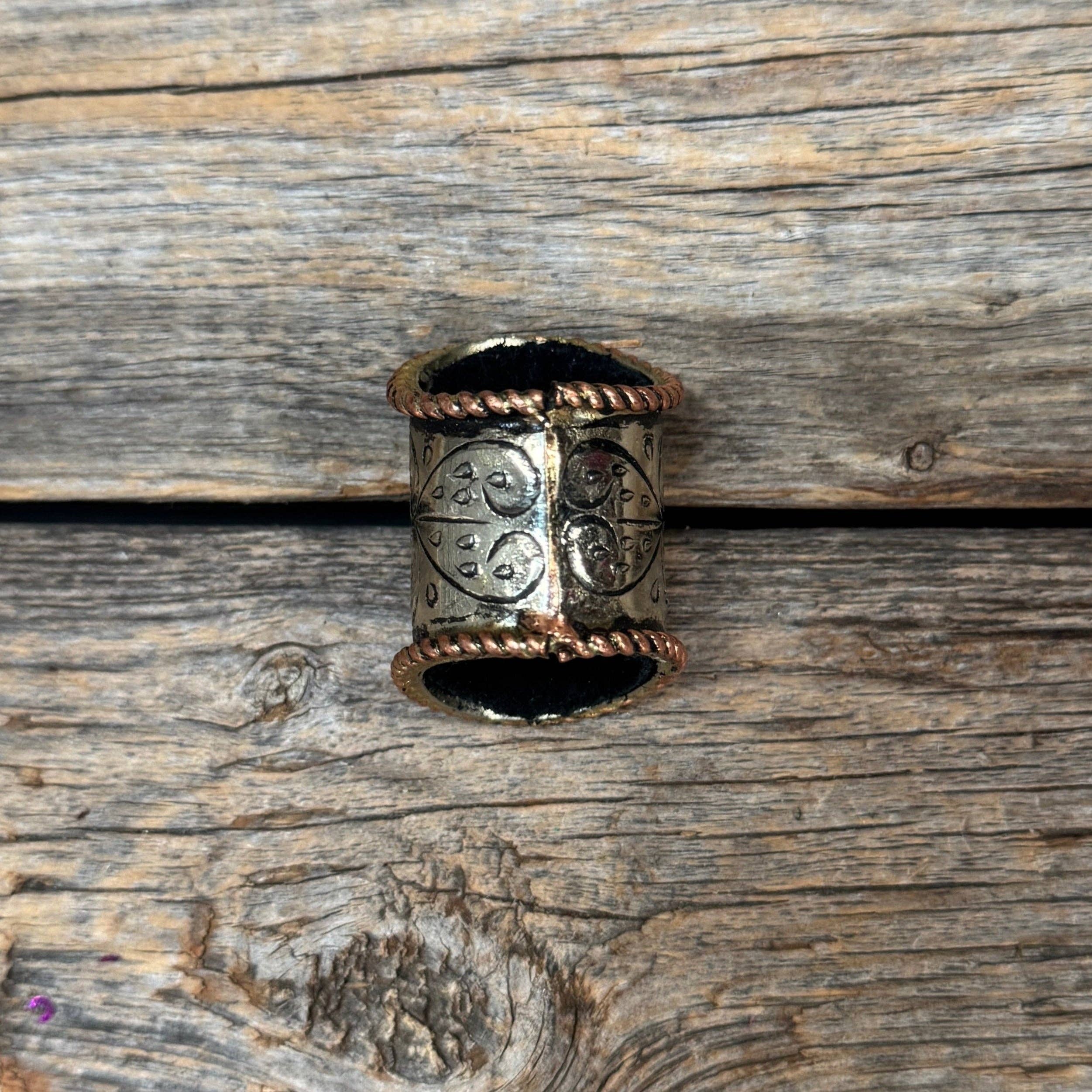 Silver Engraved Large Flower with Turquoise Wild Rag Slide
