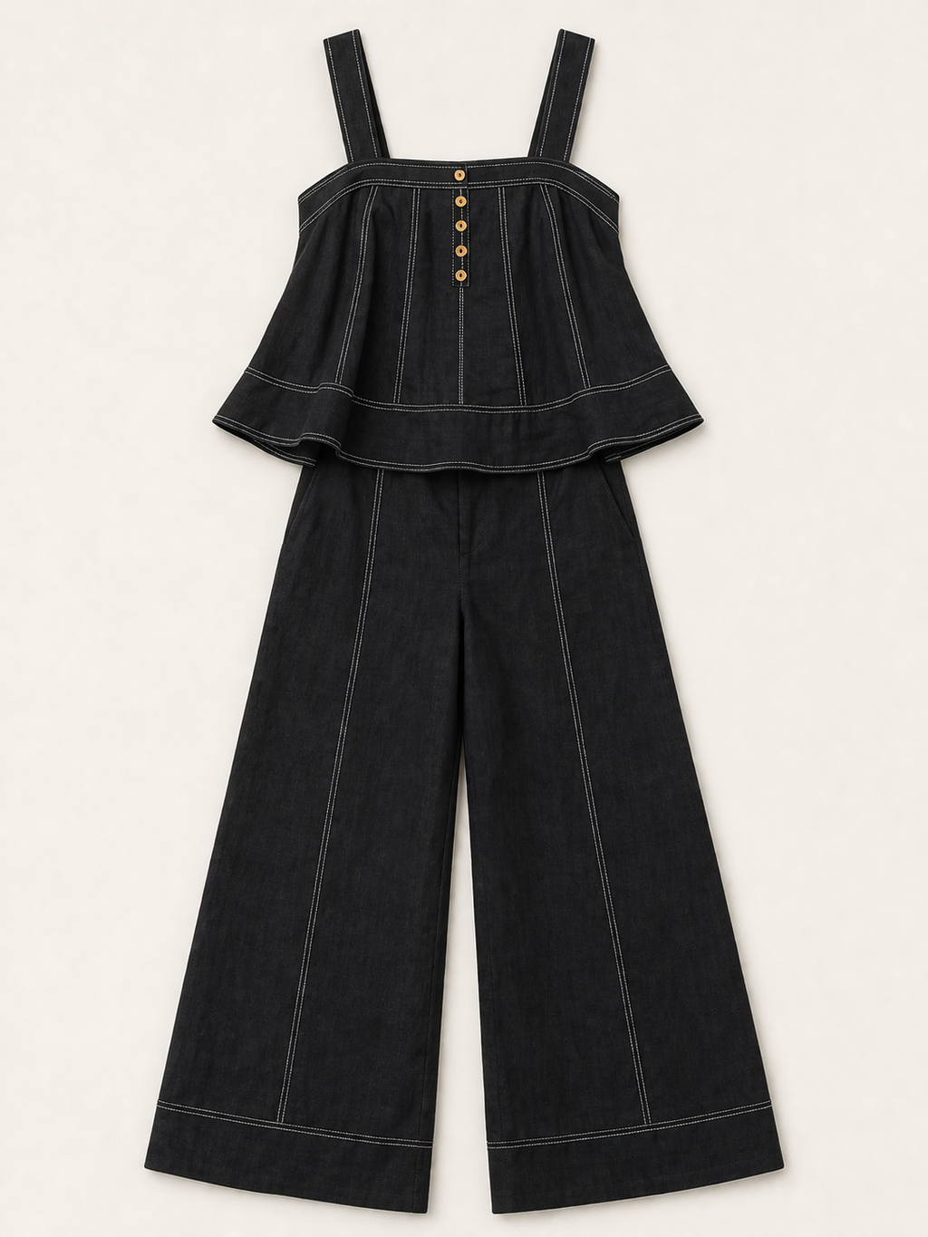 Navy Contrast Stitch Two-Piece Set