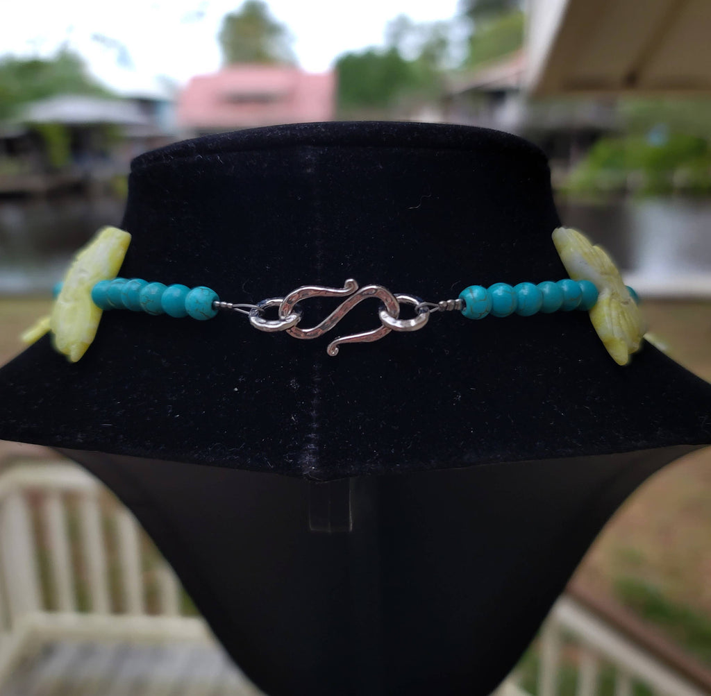 Lemon Jade butterfly, turquoise glass bead by Navajo artist